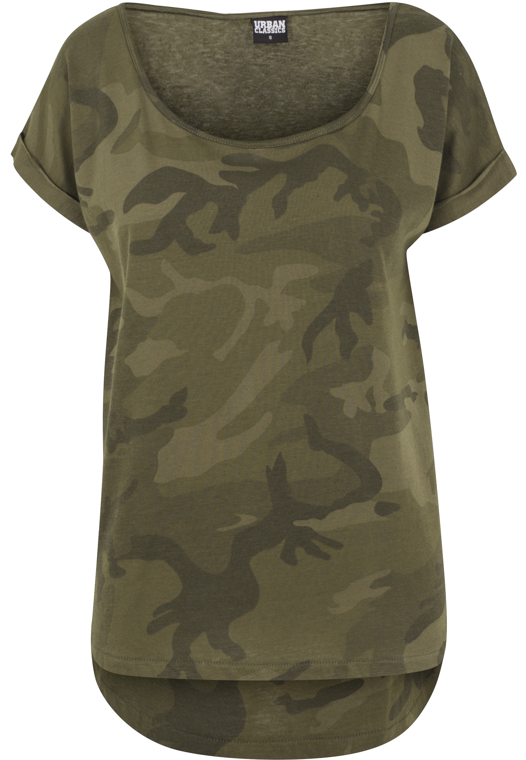 URBAN CLASSICS T-Shirt »Urban Classics Damen Ladies Camo Back Shaped Tee« 1 Stk.
