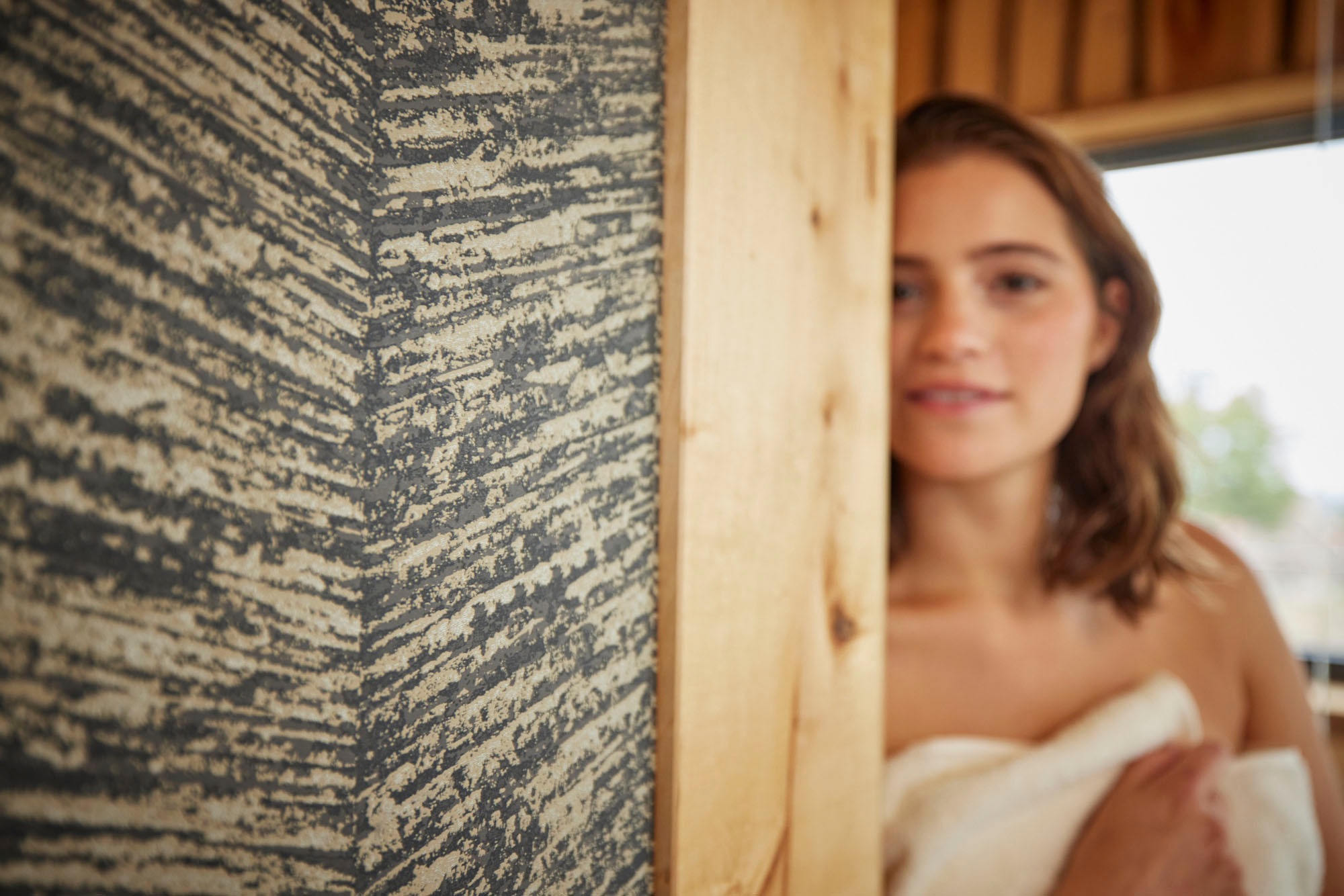 living walls Vliestapete »My Home My Spa« Fischgratmuster | Motiv | geometrisch strukturiert Tapete Geometrisch Tapeten Wohnzimmer Schlafzimmer Küche Design Optik