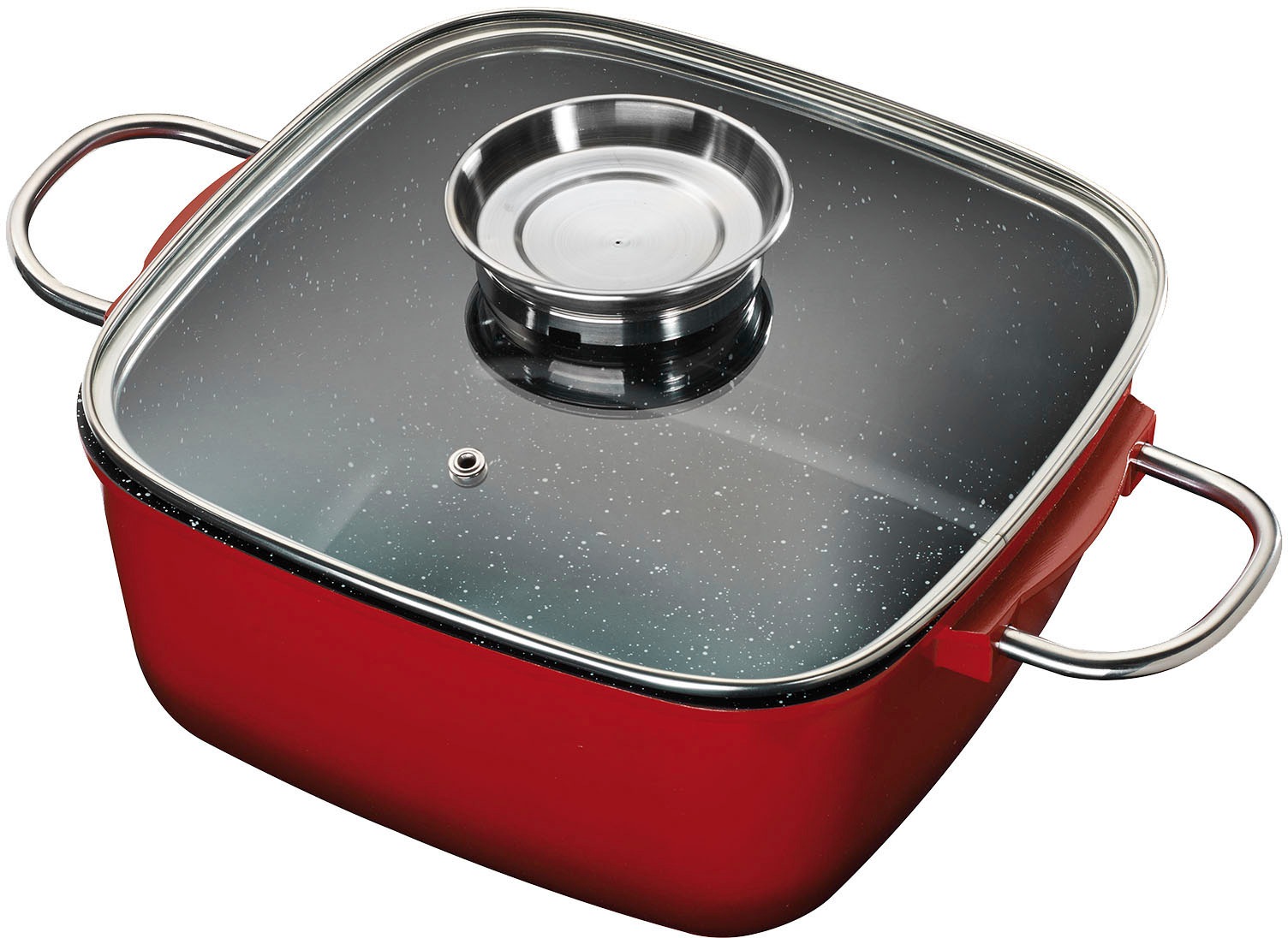 KING Bräter »4L«, Aluminiumguss, (Set, 8 tlg., 3 Schüsseln mit Deckeln: Ø17.5 Ø14.5 Ø12cm, 24x24cm Aluguss-Bräter), Aromaknopf, Induktion, mit Deckel, Antihaft-Keramikbeschichtung