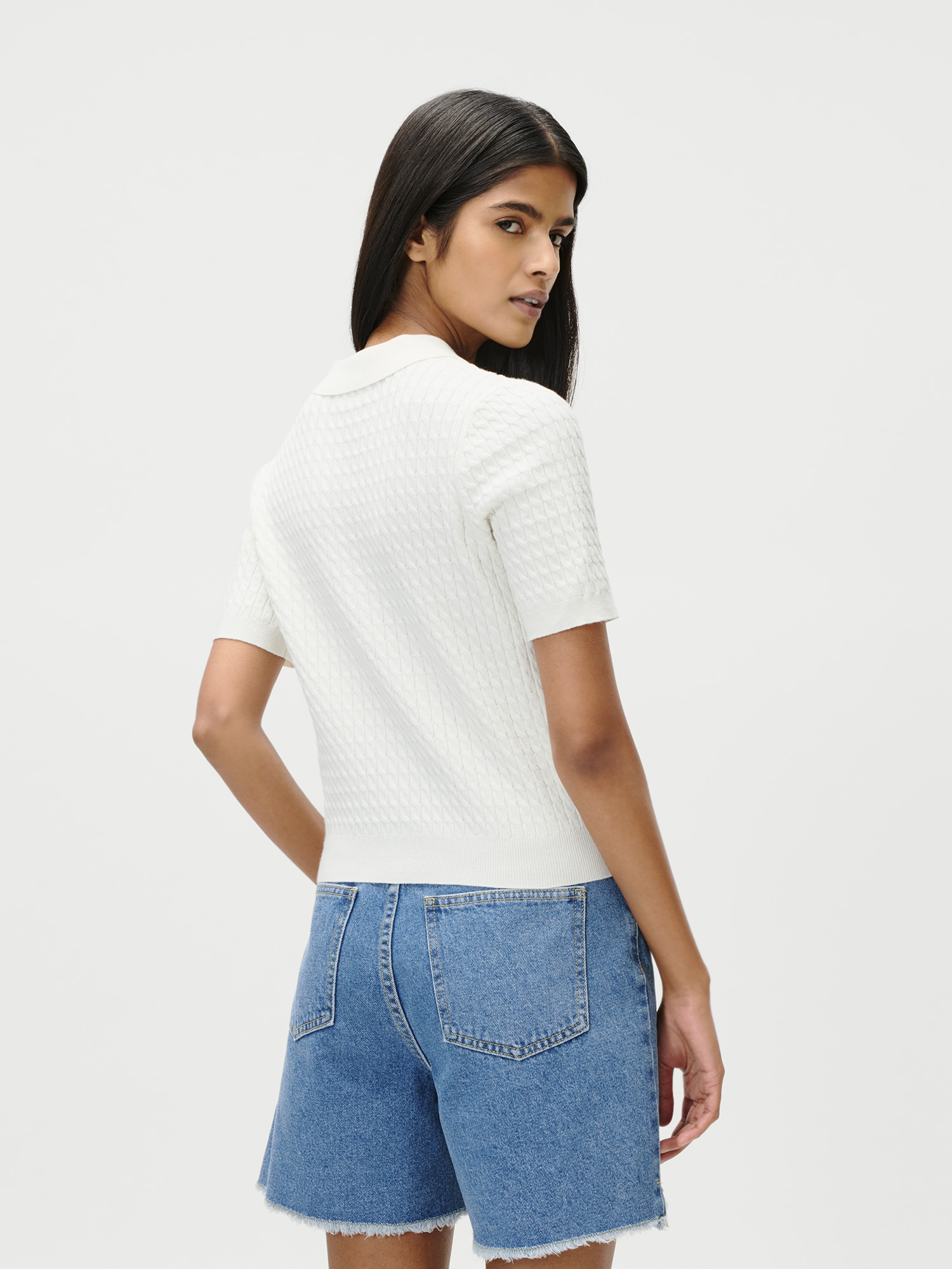 LeGer Poloshirt »Manolja, LeGer by Lena Gercke« mit Zopfmuster, Logostickerei