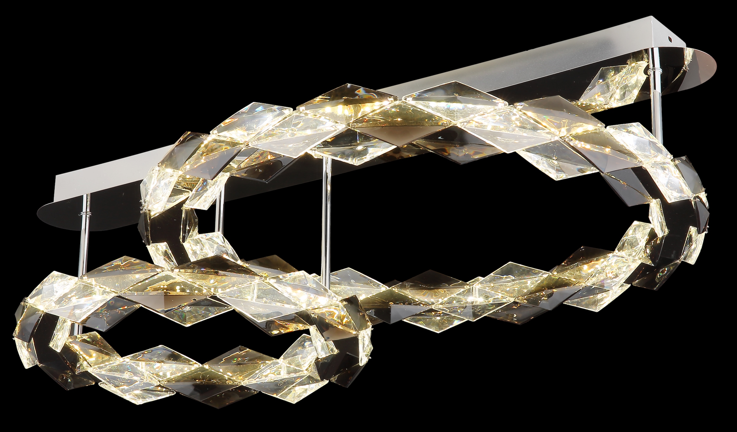 GLOBO LIGHTING LED Deckenleuchte »KARILION« LED-Modul Tageslichtweiß Deckenlampe/Acrylkristalle rauchfarben/Ring-DM: je 1 x 55 cm und 37 cm