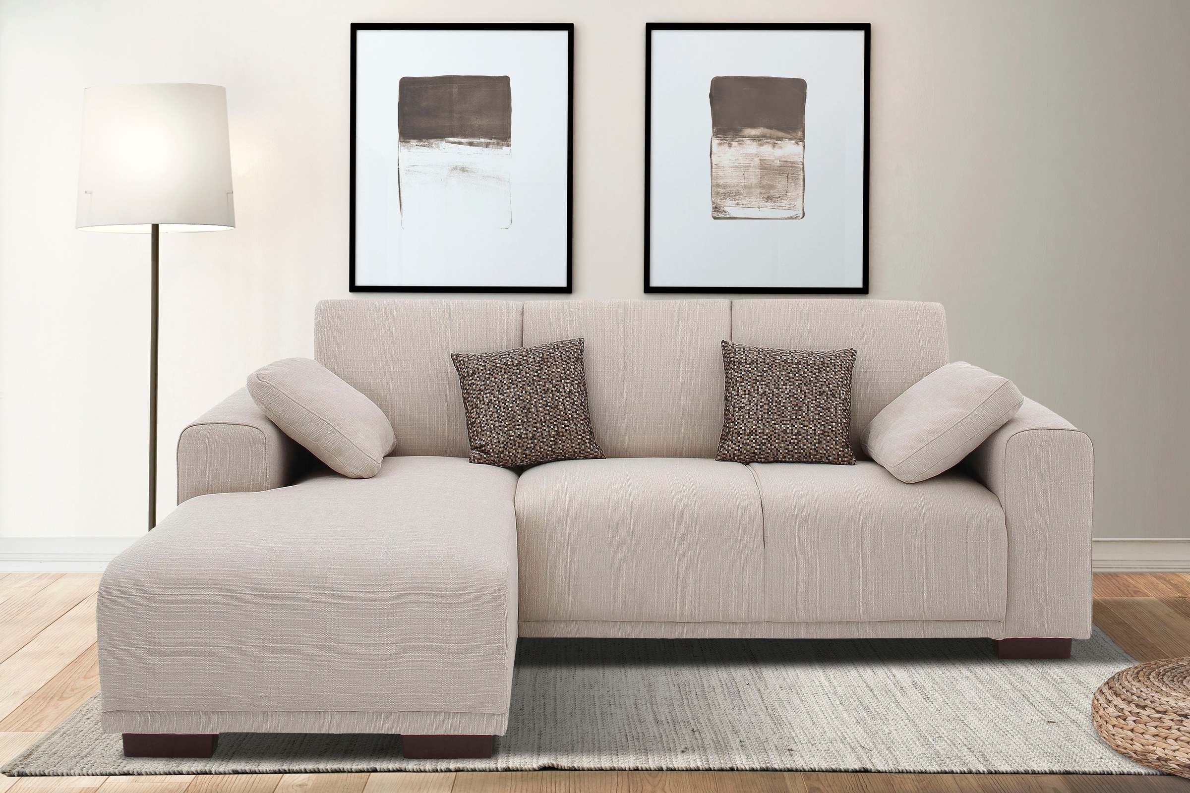 Home affaire Ecksofa »BORNHOLM L-Form mit Recamiere, Maße B/T/H: 234/162/85 cm«, Recamiere links oder rechts bestellbar, Wellenfederung, inkl. 2 Kissen