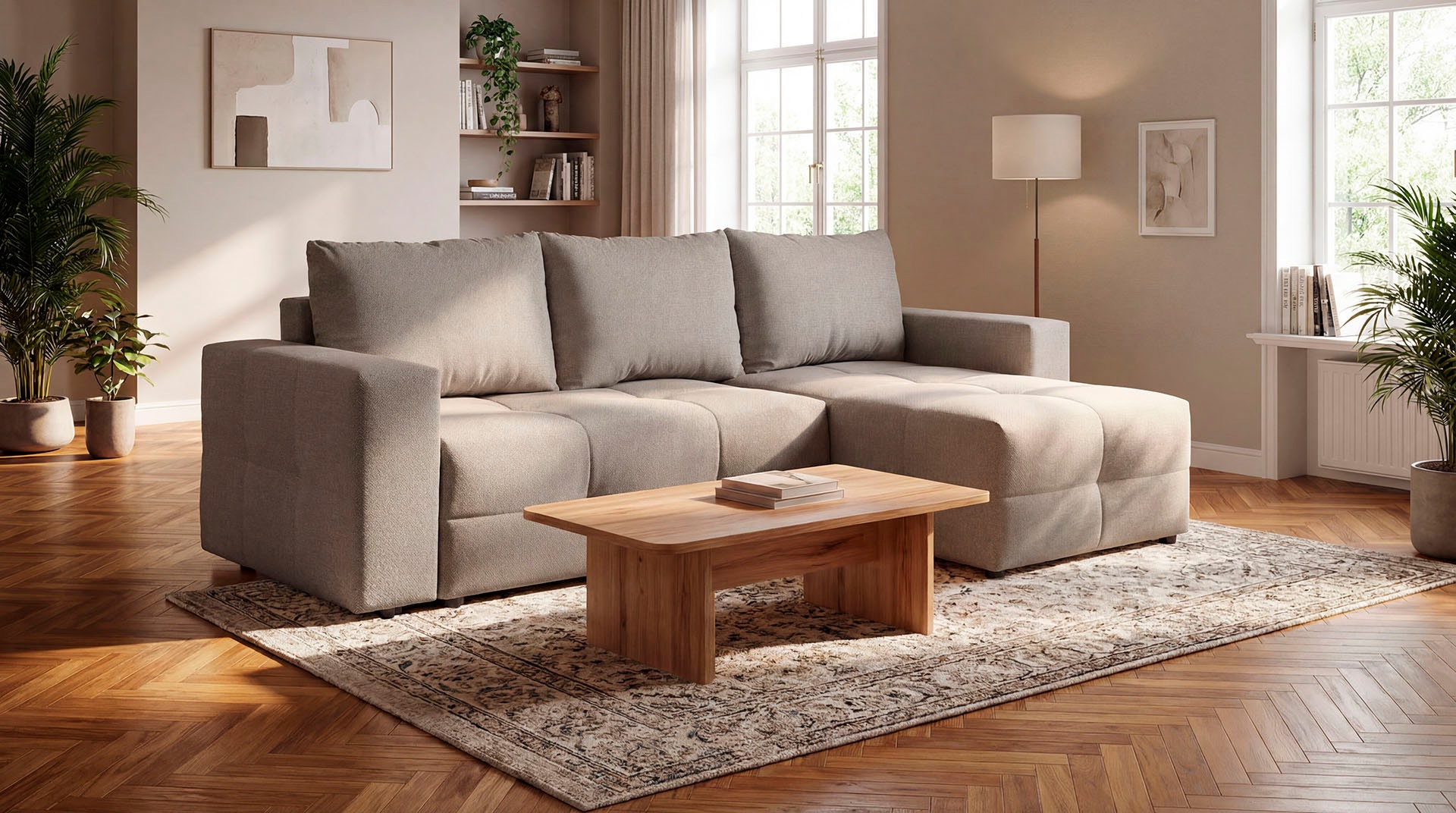 exxpo - sofa fashion Ecksofa Praktische Funktionsecke mit Federkern, Bettfunktion und Stauraum