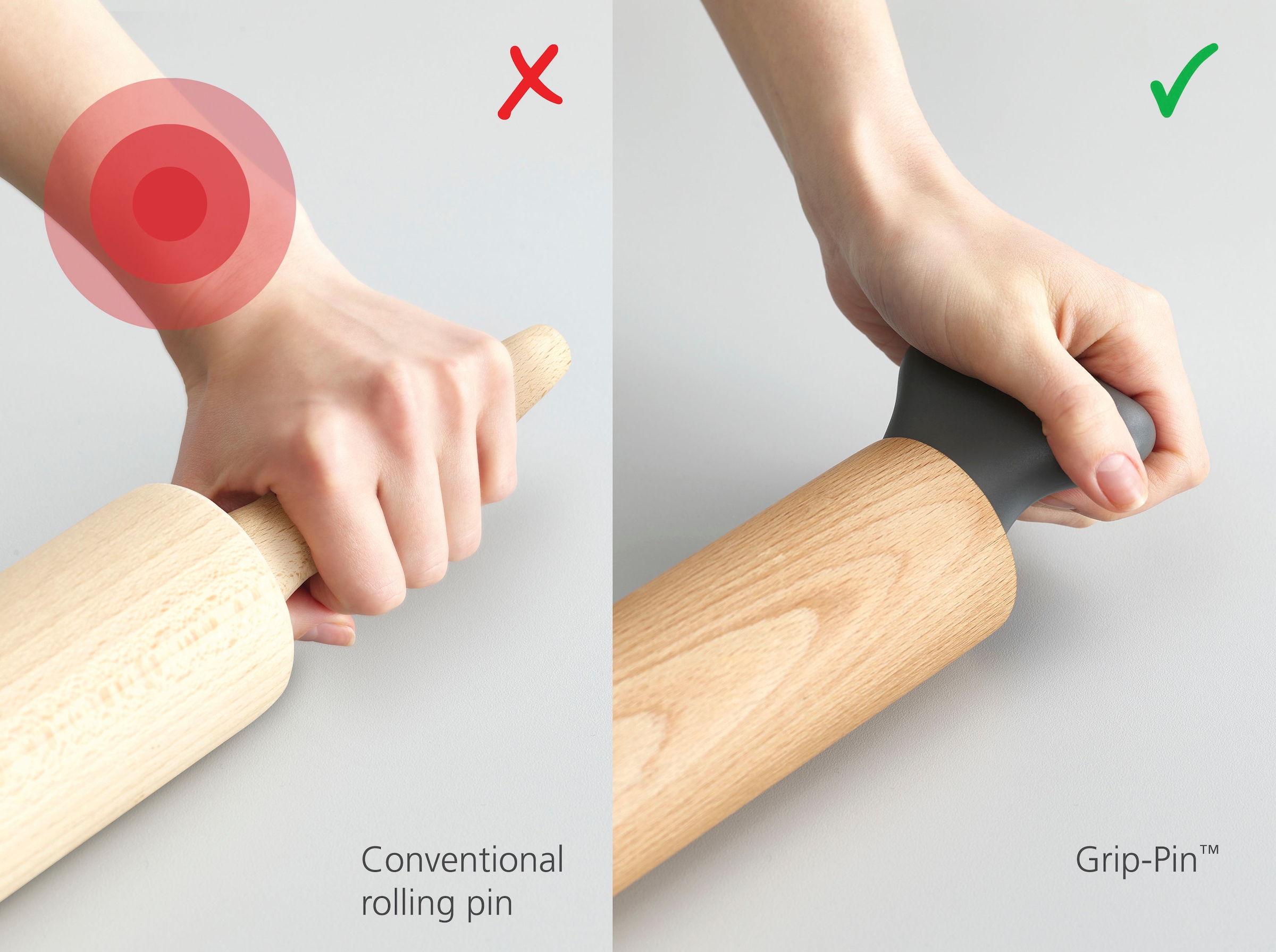 3. Bild von Joseph Joseph Nudelholz »Joseph Joseph Grip-Pin™ Ergonomisches Nudelholz – Grau«, (1 tlg.)