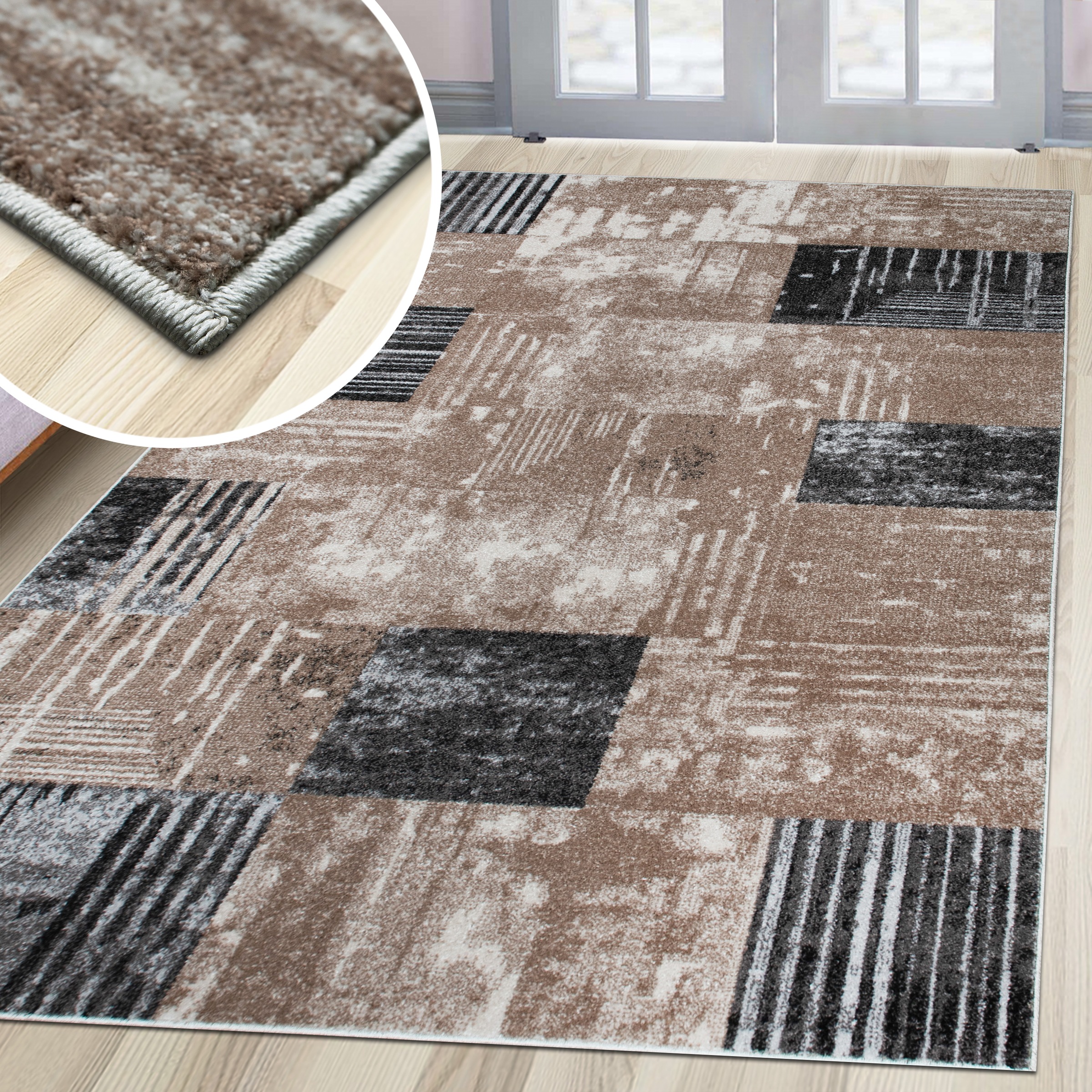 OTTO home Teppich »Lunari«, rechteckig, 9 mm Höhe, Karo-Design, modern, geo günstig online kaufen