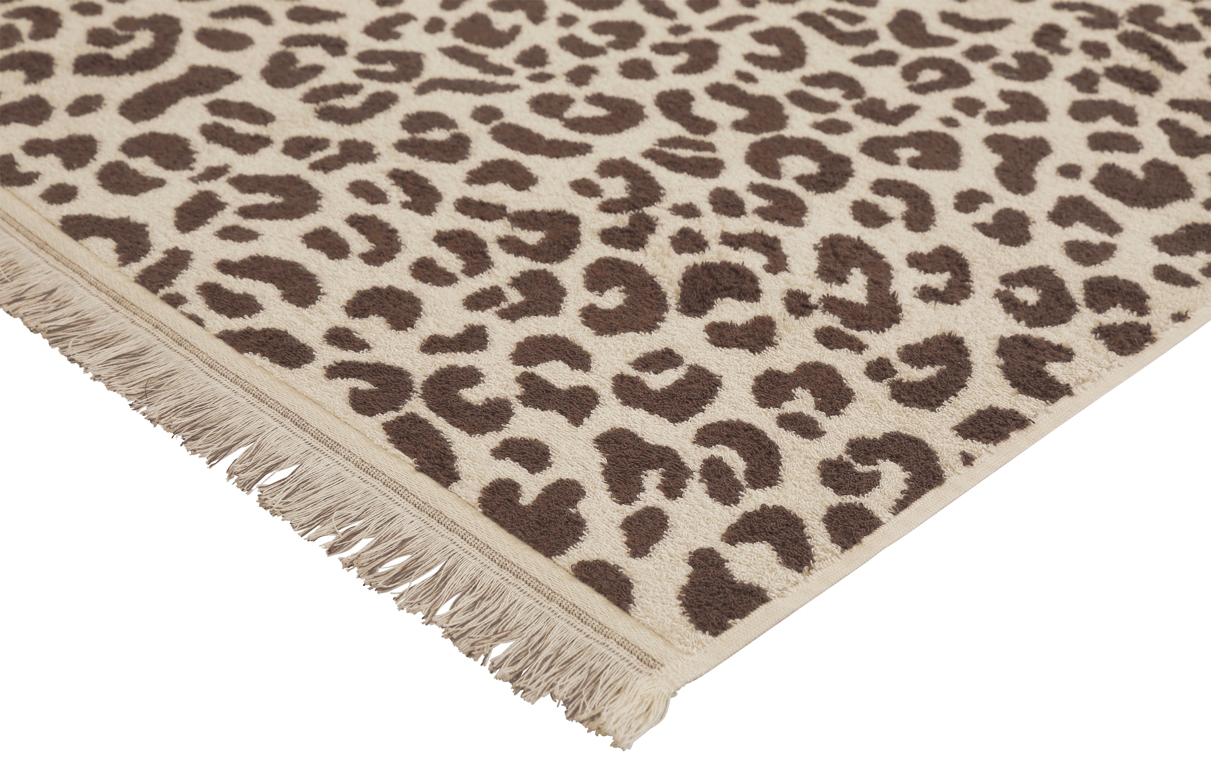 OTTO home Strandtuch »Tiffani, Leopardenmuster, Premium Strandtücher 2-tlg, 500 gr/m²« 90x180 cm, Animal Print, Leo, modern, Urlaub, mit Fransen