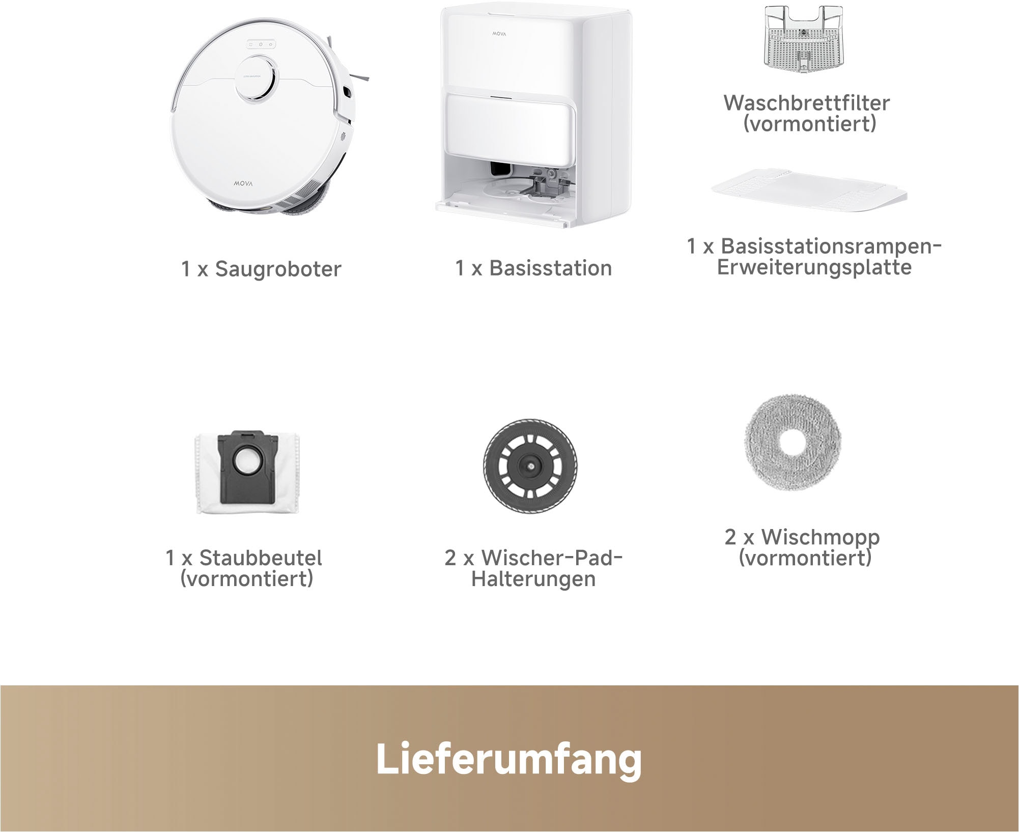 Mova Saugroboter »Mova P50 Ultra, mit Wischfunktion«, 19000Pa Saugkraft, Vollautomatische Basisstation, Reinigung bei 75° C