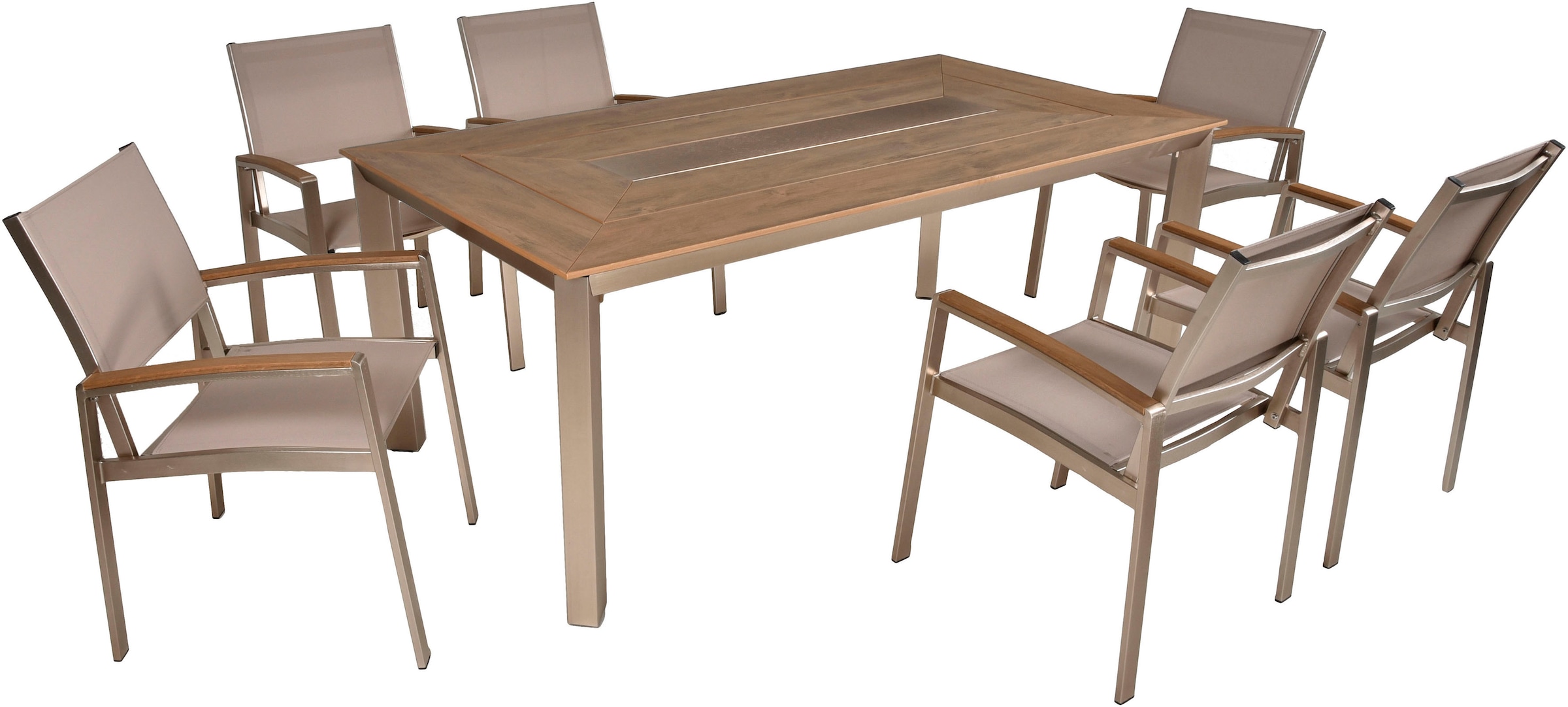 Garden Pleasure Garten-Essgruppe »FLORENCE« 1x Tisch, 6x Stapelstuhl, 7 Stk. tlg. Stühle stapelbar, geeignet für 6 Personen