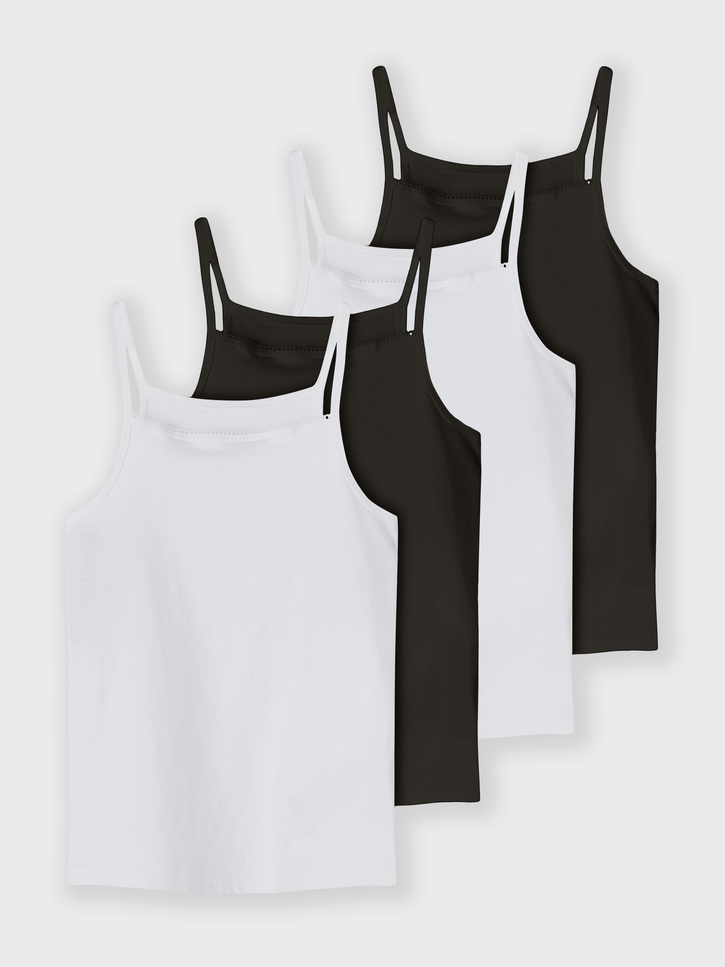 Name It Unterhemd »NKFSTRAP TOP 4P BLACK WHITE SOLID NOOS«, (Packung, 4 St.)