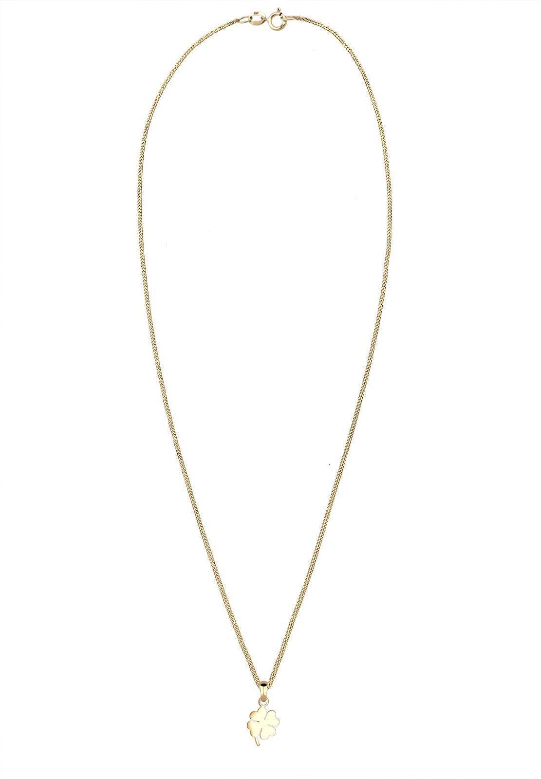 Elli Premium Kette mit Anhänger »Kleeblatt Glücksbringer Talisman 585 Gelbgold«