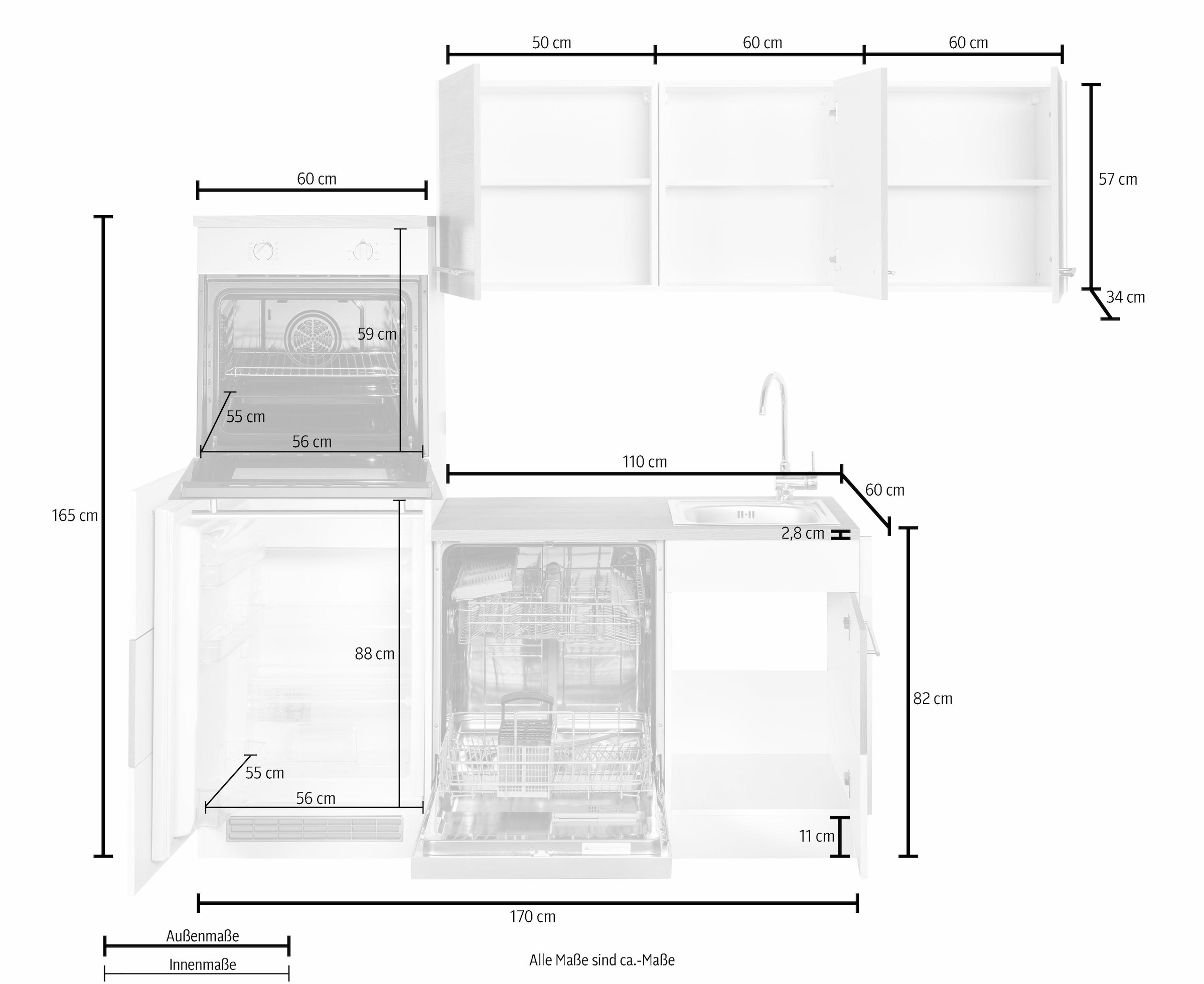 KOCHSTATION Winkelküche »KS-Trient«, Stellbreite 230x190 cm, wahlweise mit E-Geräten, mit Arbeitsplatte