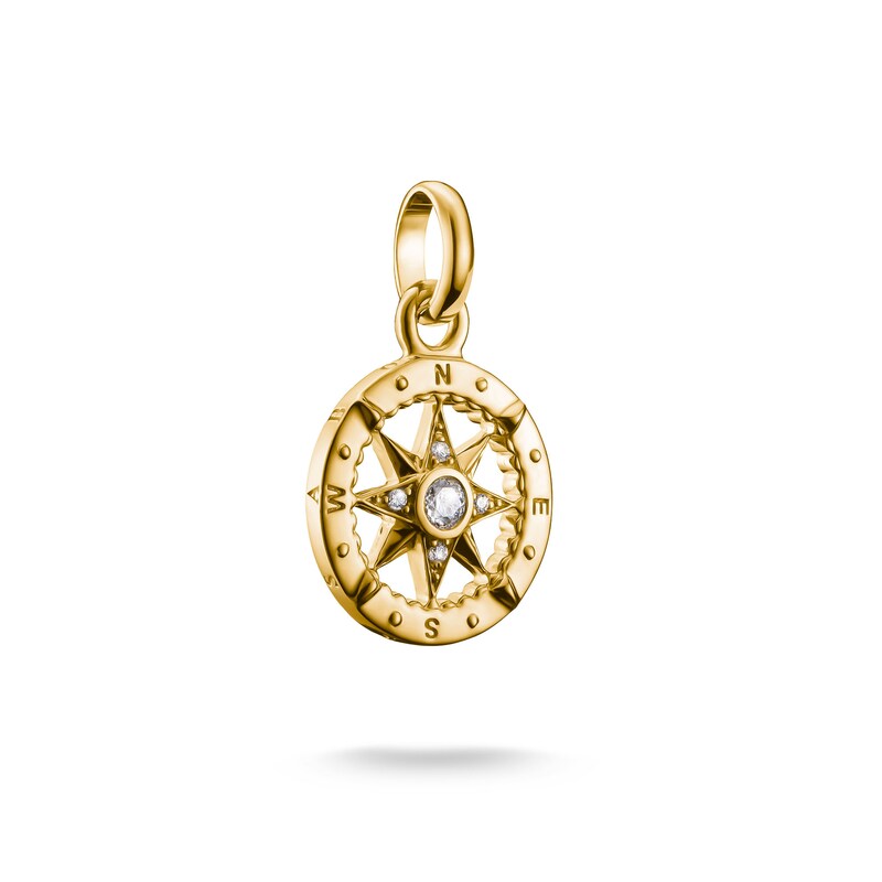 THOMAS SABO Charm-Einhänger »Charm Kompass vergoldet - Connect« mit Zirkonia (synth.) gelbgoldfarben-kristallweiß + kristallweiß Charm...