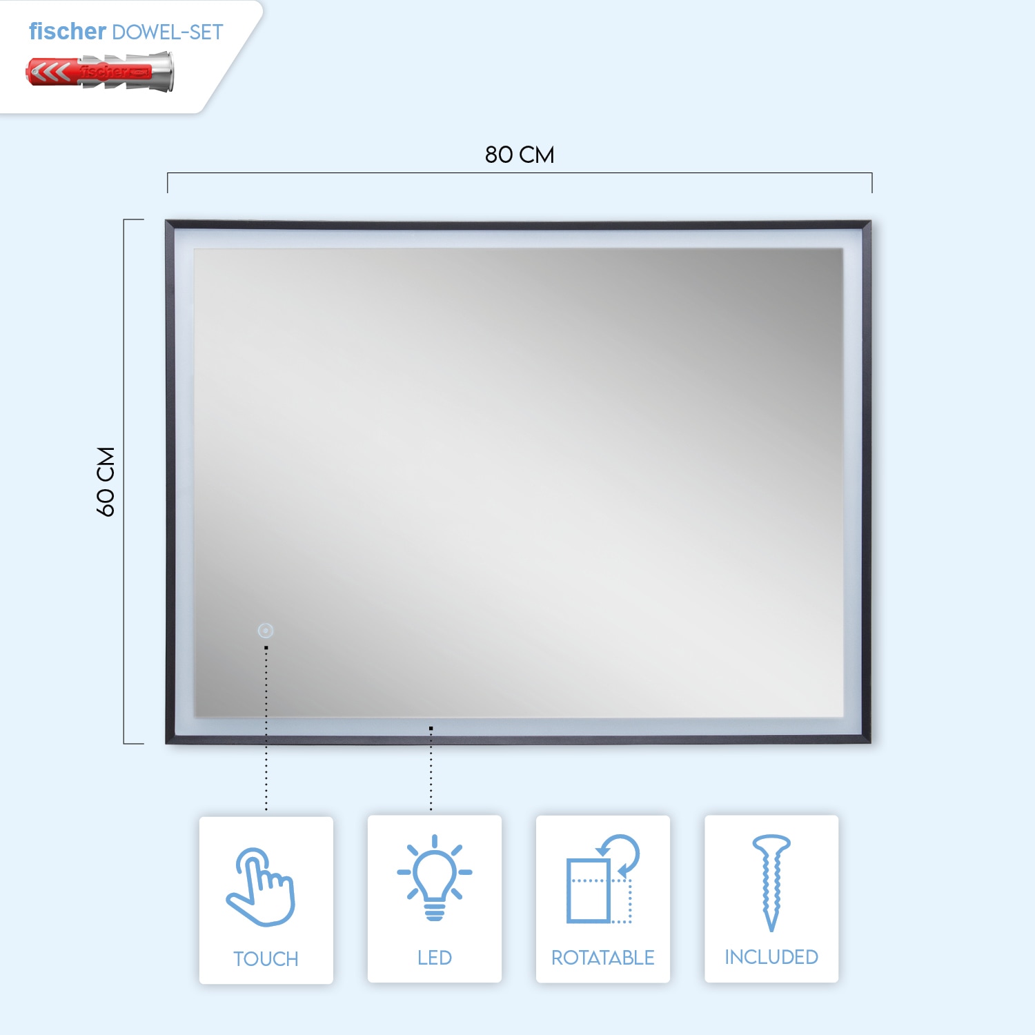 Paco Home LED Bad-Spiegelleuchte »TRACY«, Schutzart IP44, mit LED-Leuchtmittel, wechselbar. Touch-Funktion. Gr. ca. 120 x 60 cm