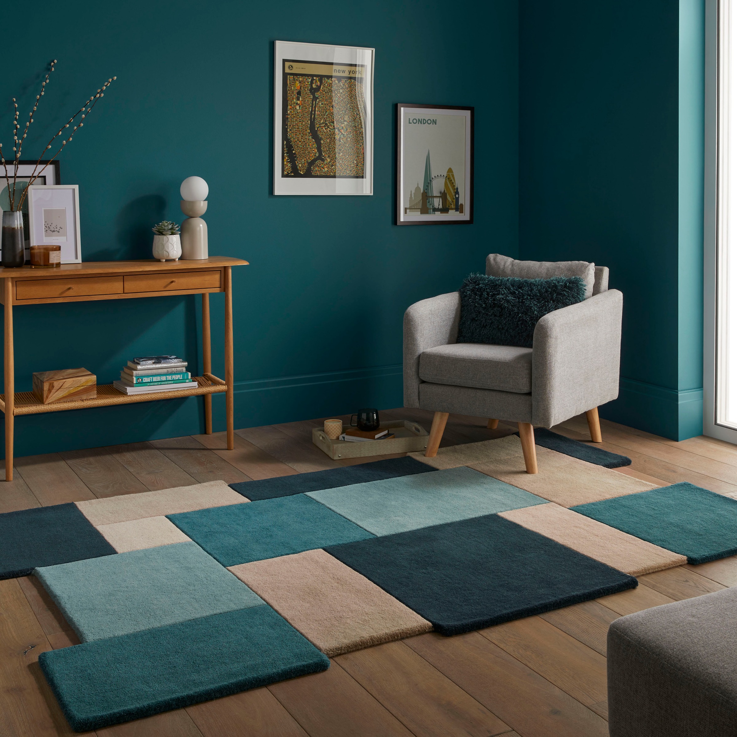 FLAIR RUGS Wollteppich »Abstract Collage, 100% Wolle« rechteckig 11 mm Höhe günstig online kaufen