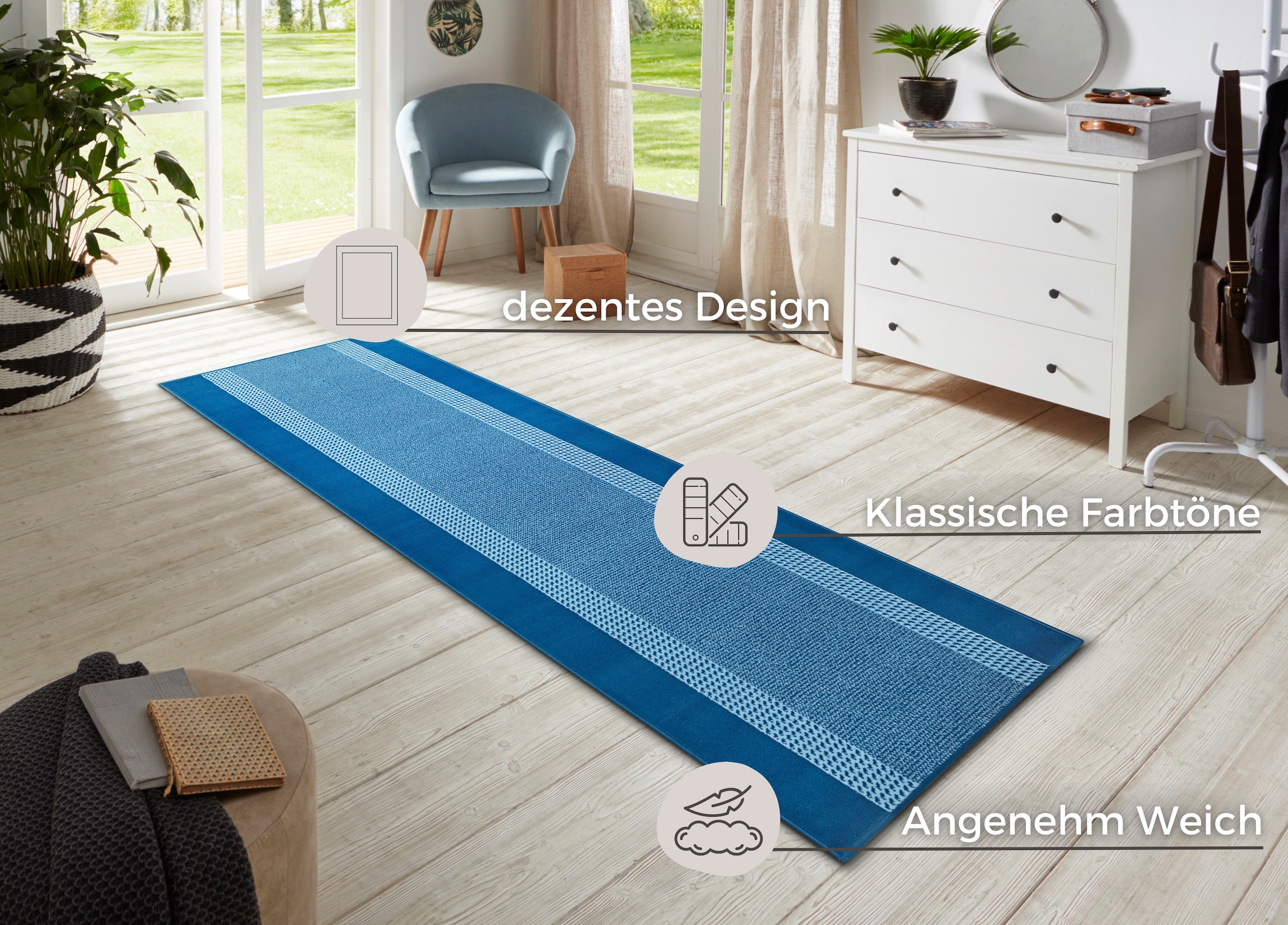 7. Bild von HANSE Home Läufer »Band«, rechteckig, Kurzflor, Weich, Wohnzimmer, Schlafzimmer, Esszimmer Küche, Flur