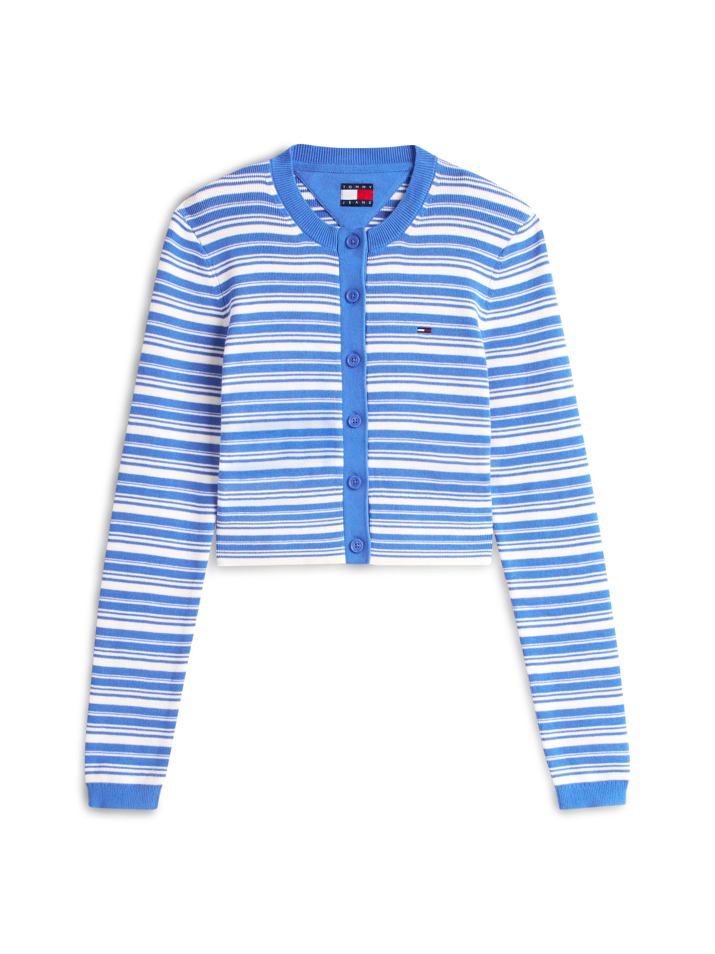 Tommy Jeans Strickjacke »TJW CREW NECK STRIPE CARDI EXT« reine Baumwolle, Streifen Look