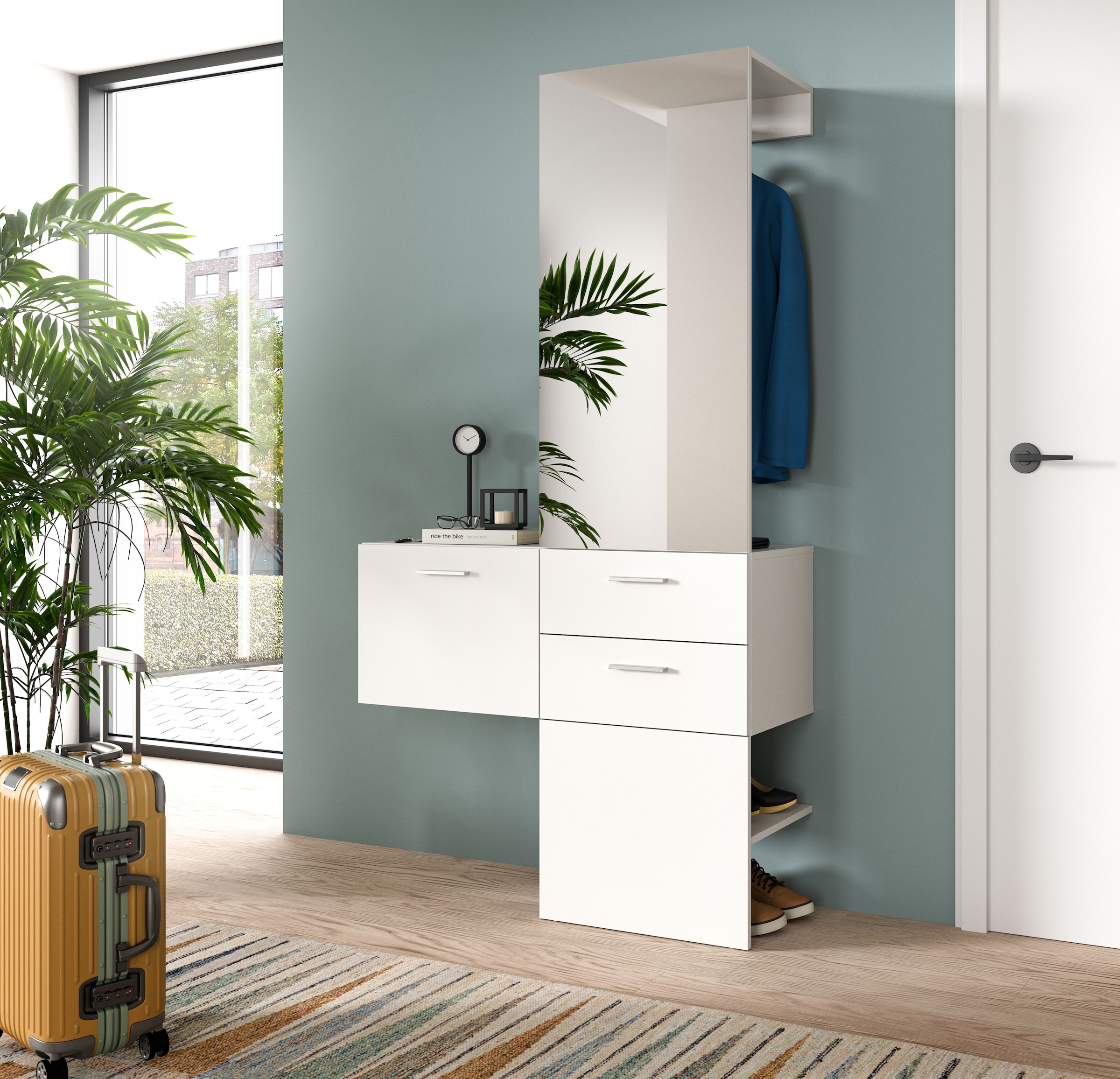 INOSIGN Garderoben-Set, (Set, 2 St.), Lumo, Garderobenset Breite: 104 cm, Spiegel, 2 Schubladen, Flur, Diele