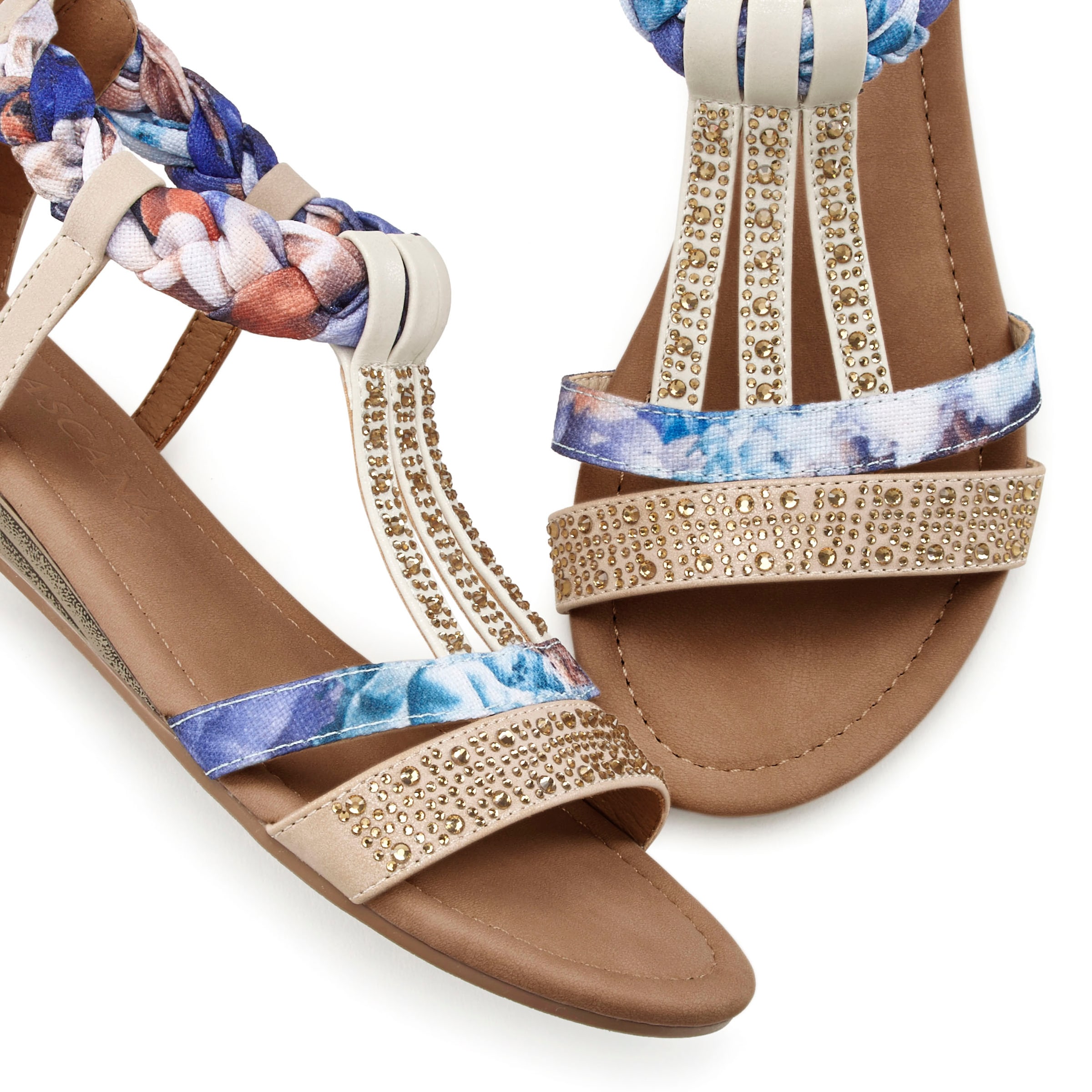 LASCANA Sandale »Sommerschuh, Sandalette,«, mit Verzierung und kleinem Keilabsatz im Festival-Look VEGAN