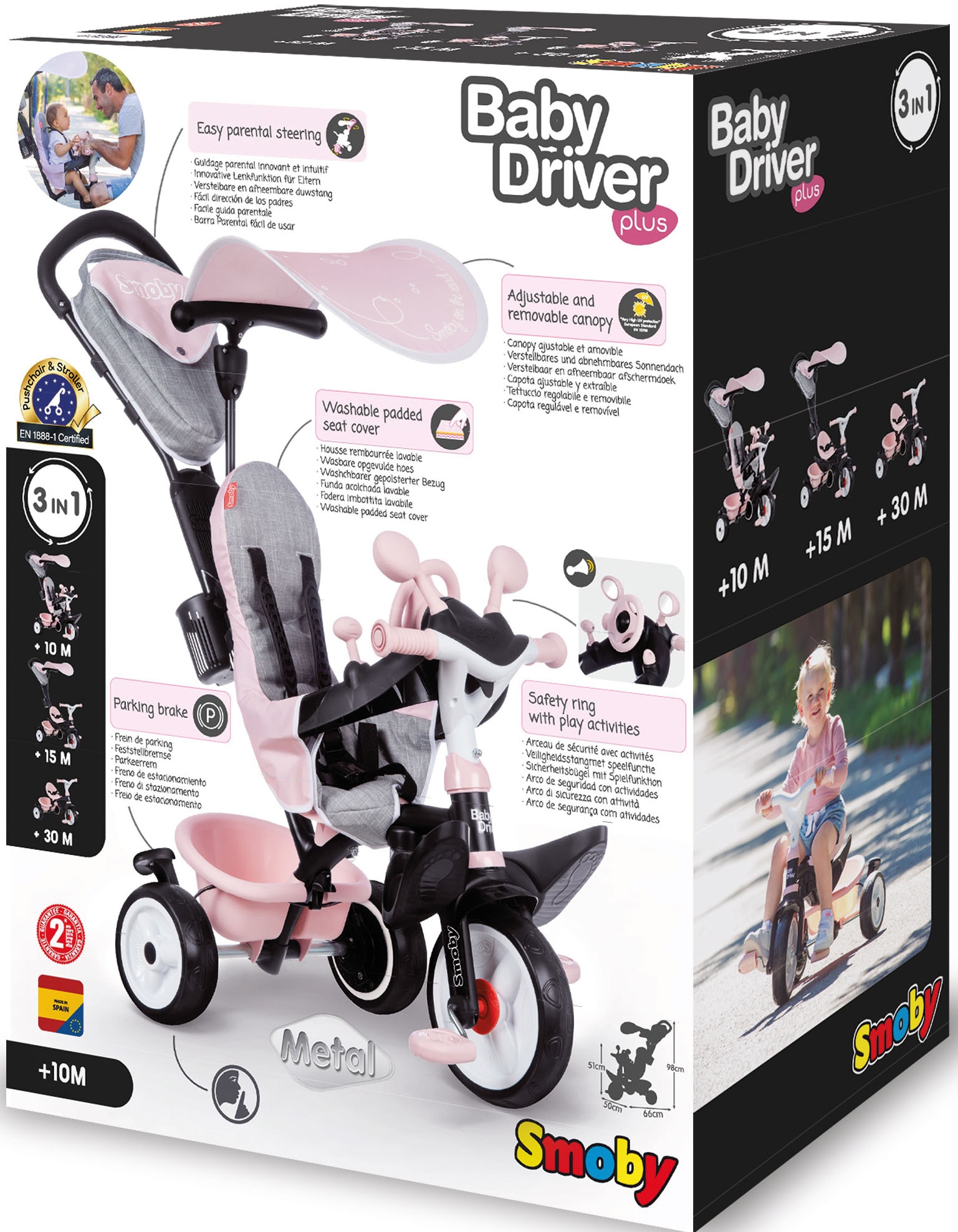 Smoby Dreirad »Baby Driver Plus, rosa«, Made in Europe