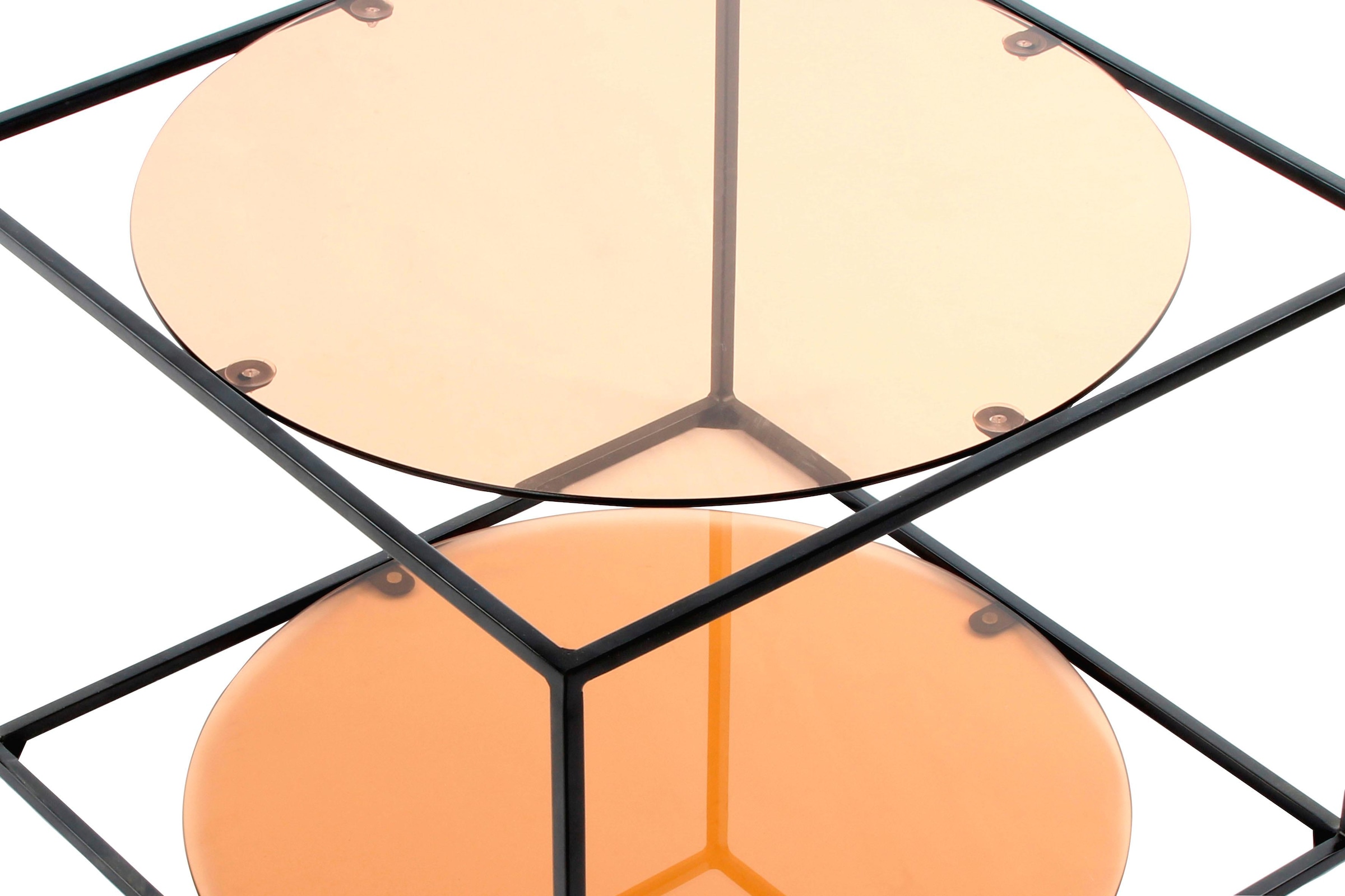 Kayoom Beistelltisch »Cody, Beistelltisch in Würfelform, offenes, modernes Design«, (1 St.), moderne Kubusform mit runden Ablageflächen aus Glas