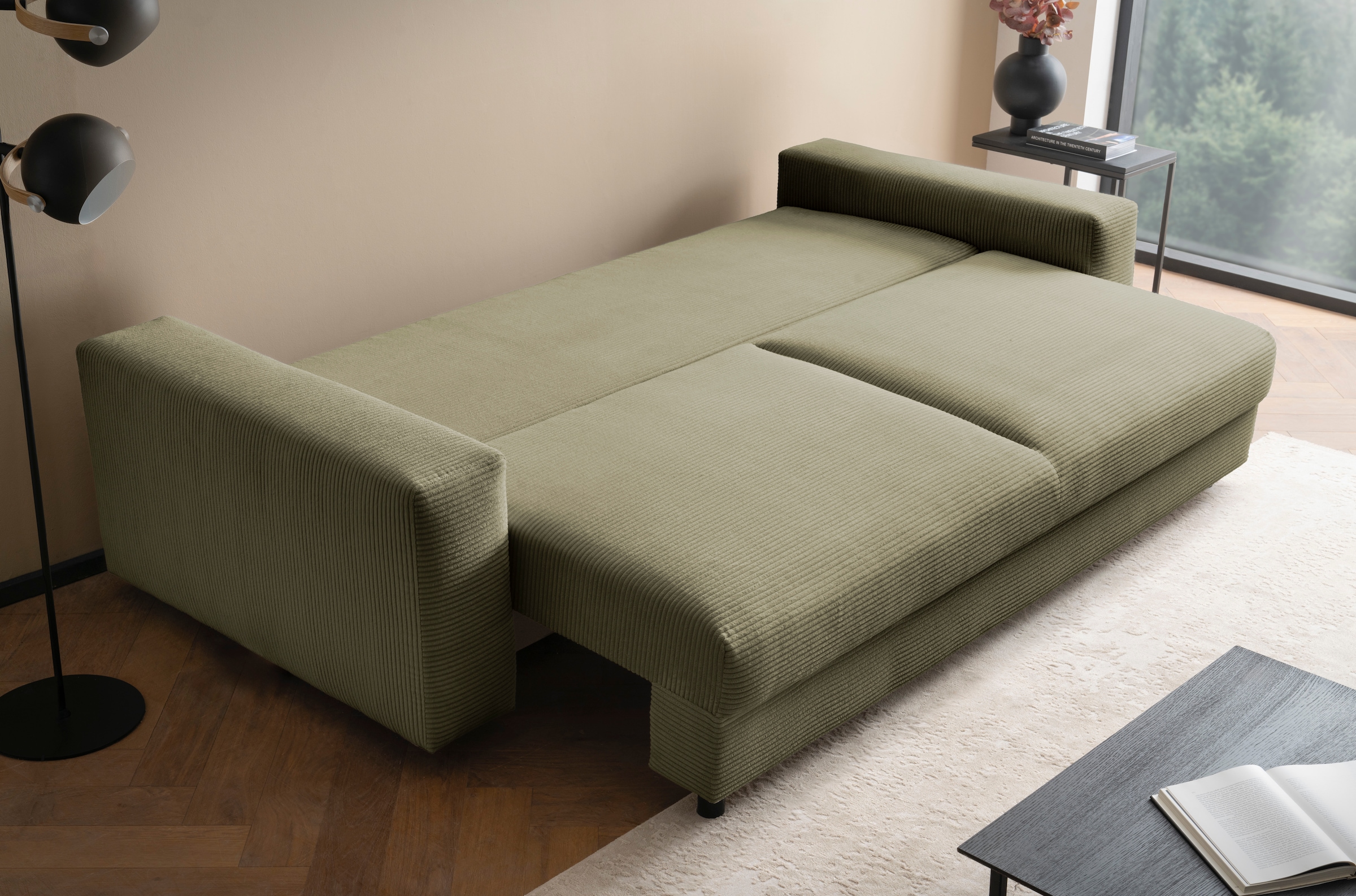 LeGer Home by Lena Gercke Schlafsofa »Imoga, Polster mit Schlaffunktion, 3-Sitzer Sofa, Couch mit Bettkasten«, in modernen Farben und Stoffen, Bettfunktion, Liegefläche: 200x150 cm