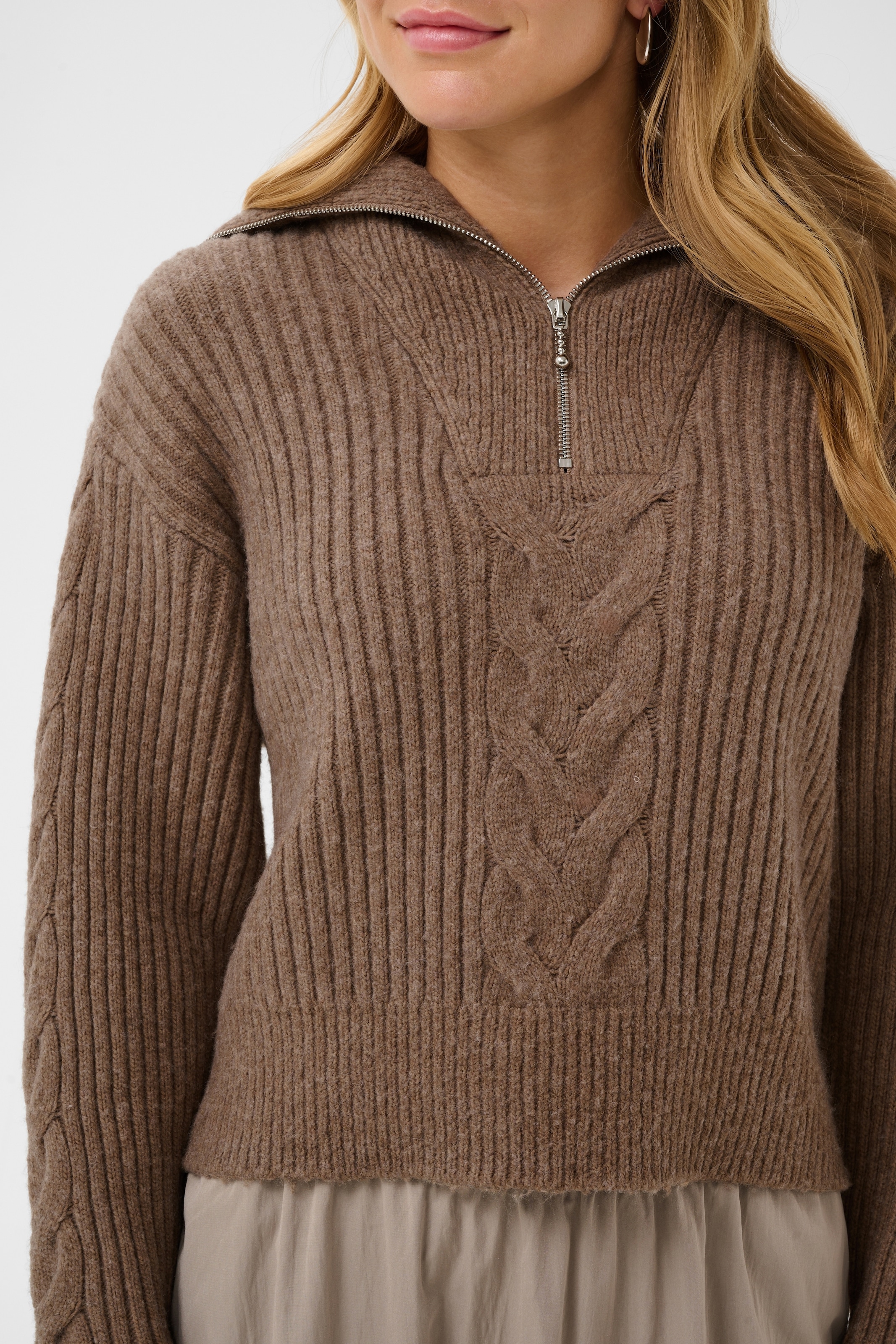 Saint Tropez Troyer »TalmaSZ Pullover« Materialmix, Regular fit, Zopfstrickmuster