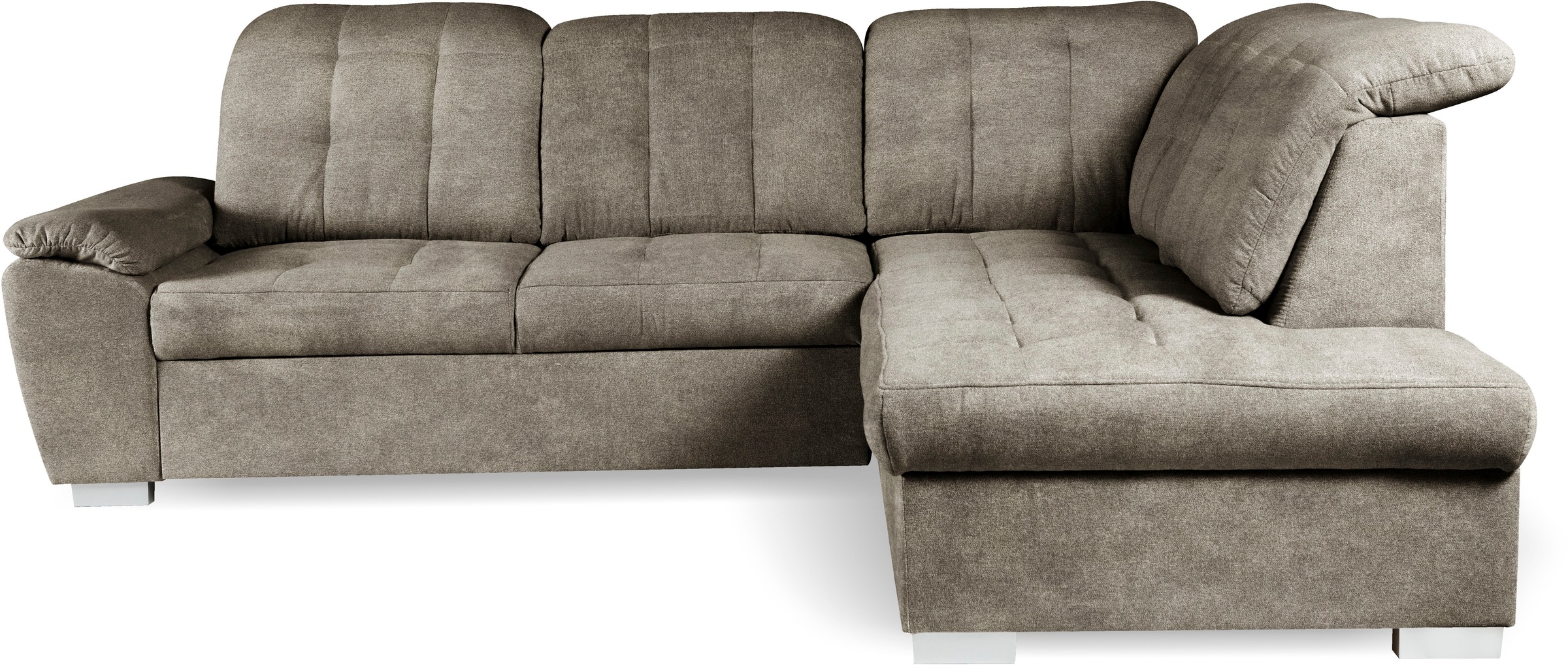 WERK2 Ecksofa »Brindisi, Multifunktion, bequem & komfortabel, Breite 263cm, L-Form«, mit verstellbaren Kopfteilen, Bettfunktion & Bettkasten