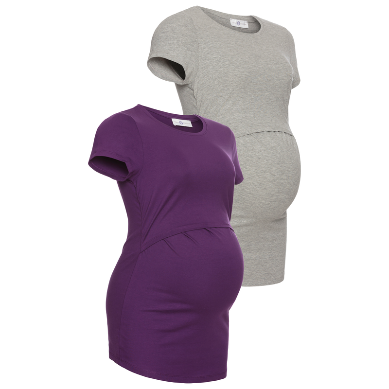 NEUN MONATE Umstandsshirt », 2er Pack T-Shirts für Schwangerschaft und Stillzeit« Packung, 2 Stk. tlg. kurzärmelig, figurbetonte Passform,...