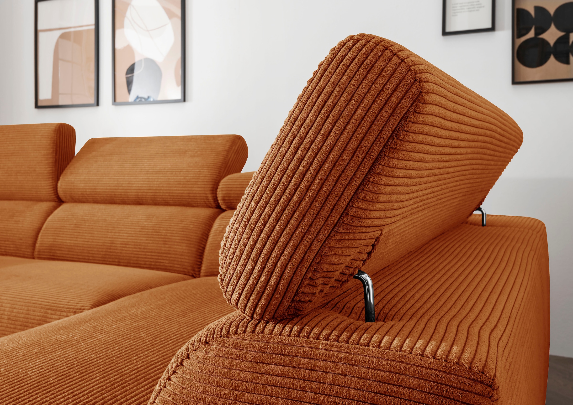 alina Ecksofa »Hikari«, wahlweise mit Sitzvorzug, in modernem Cordstoff, Breite 276 cm