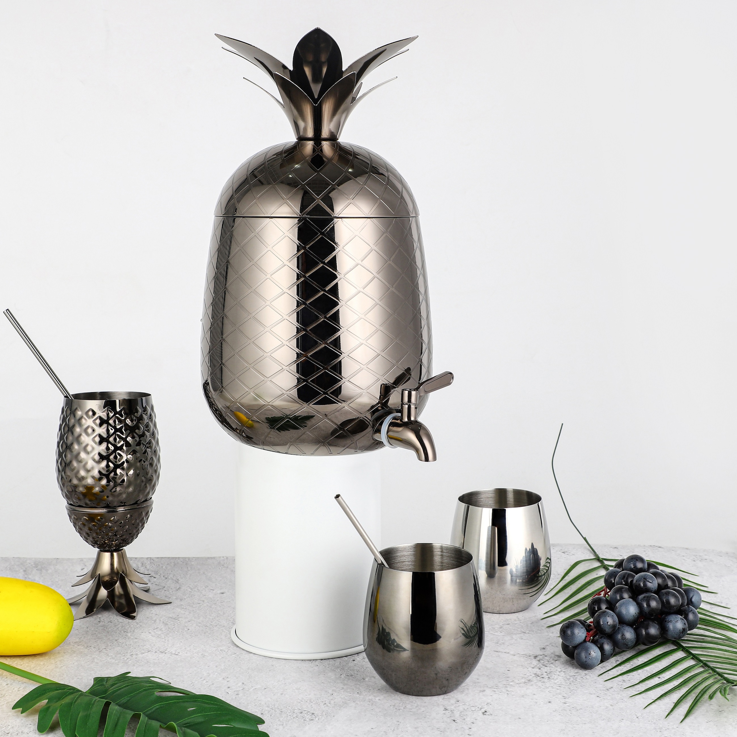 ECHTWERK Getränkespender »Ananas/ Pineapple«, mit Zapfhahn aus hochwertigem Edelstahl, 33 x 19,5 cm, 4,7 L