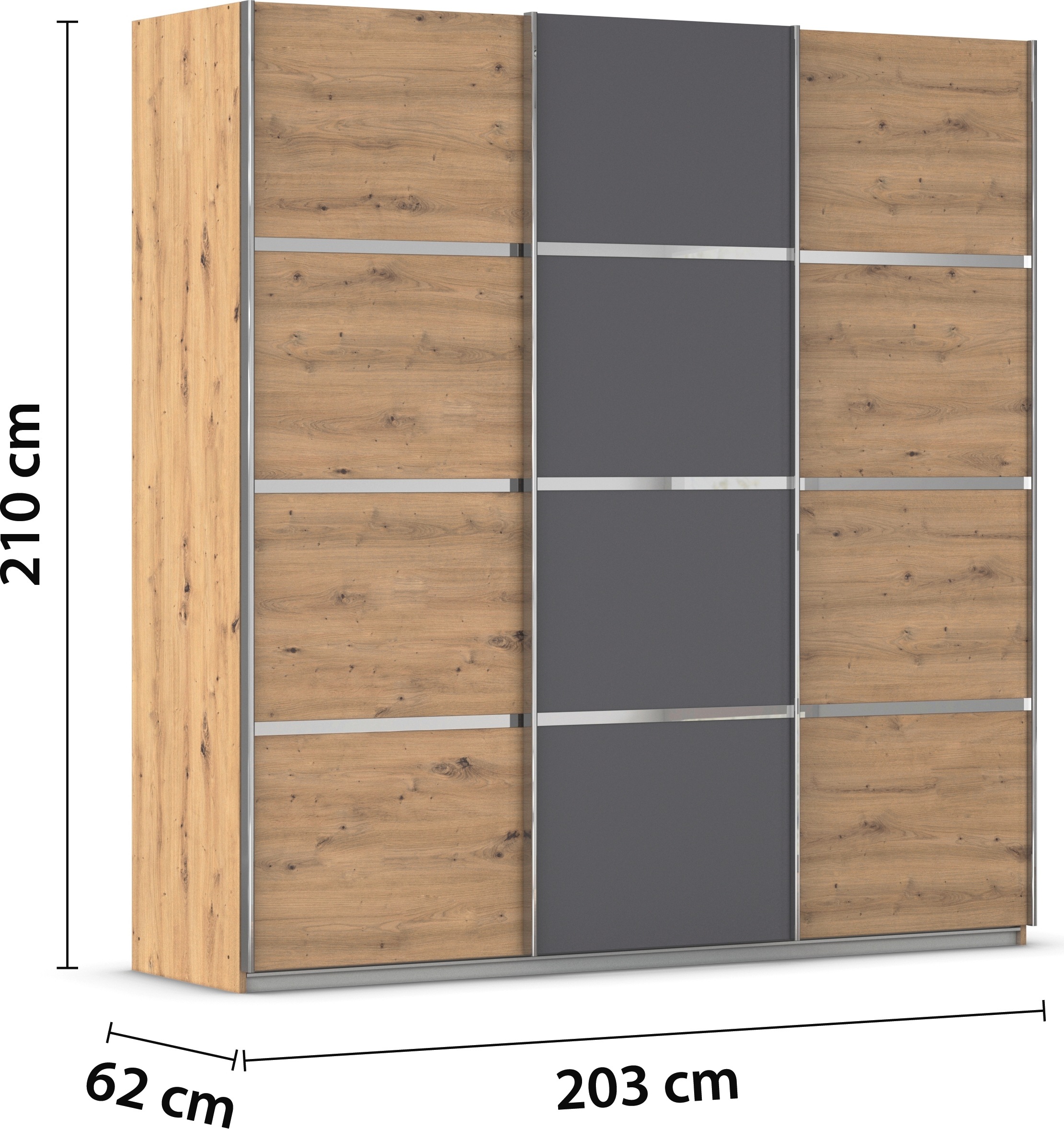 rauch Kleiderschrank »Schwebetürenschrank Garderobe Schrank TOP ANGEBOT Avola«, (in 3 verschiedenen Ausstattungen BASIC/CLASSIC/PREMIUM), mit eleganten Zierleisten in Chrom, Schwarz oder Weiß MADE IN GERMANY