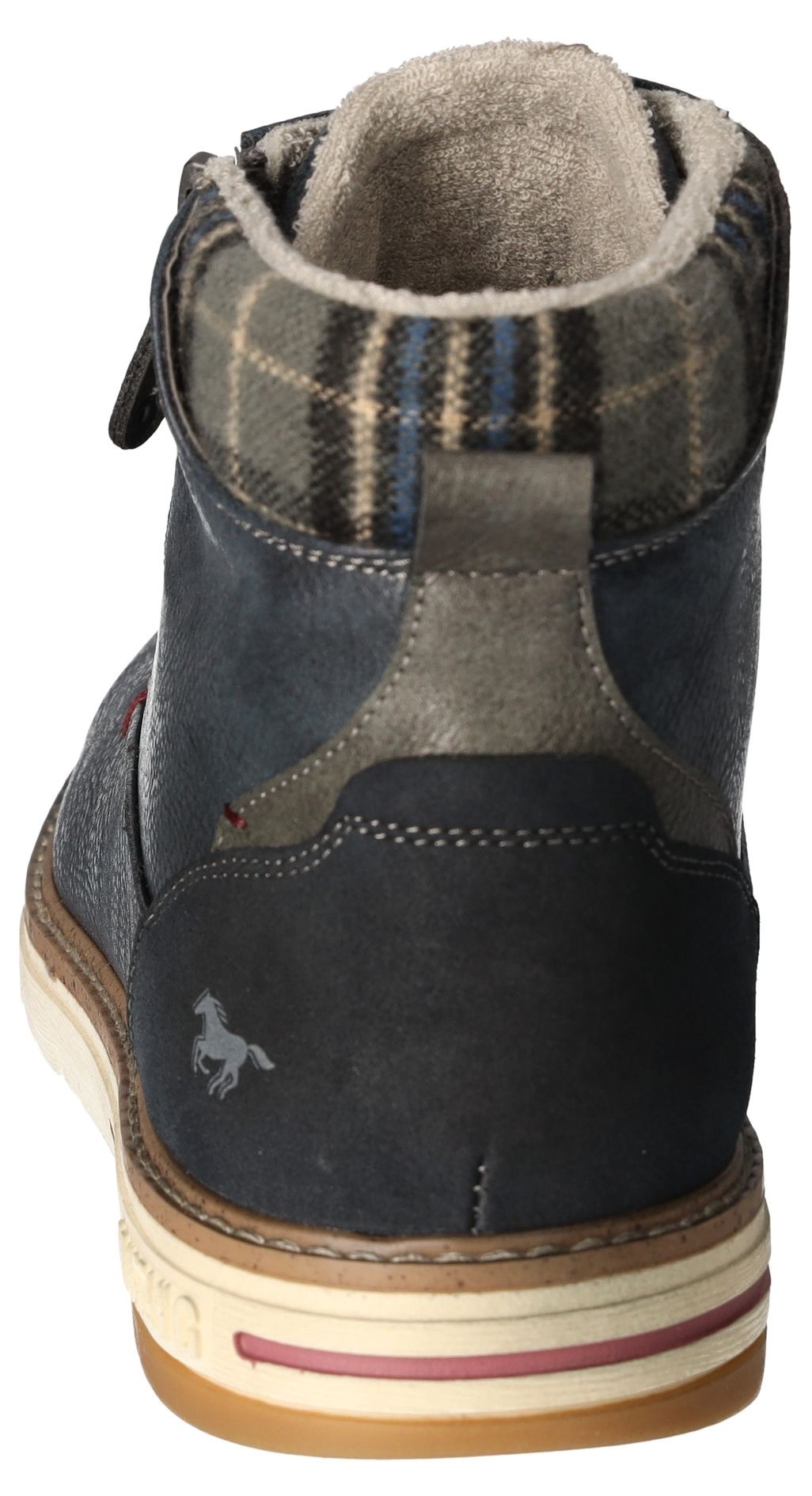 Mustang Shoes Winterboots, Schnürboots, Casual-Stiefelette mit kariertem Einsatz am Schaftrand
