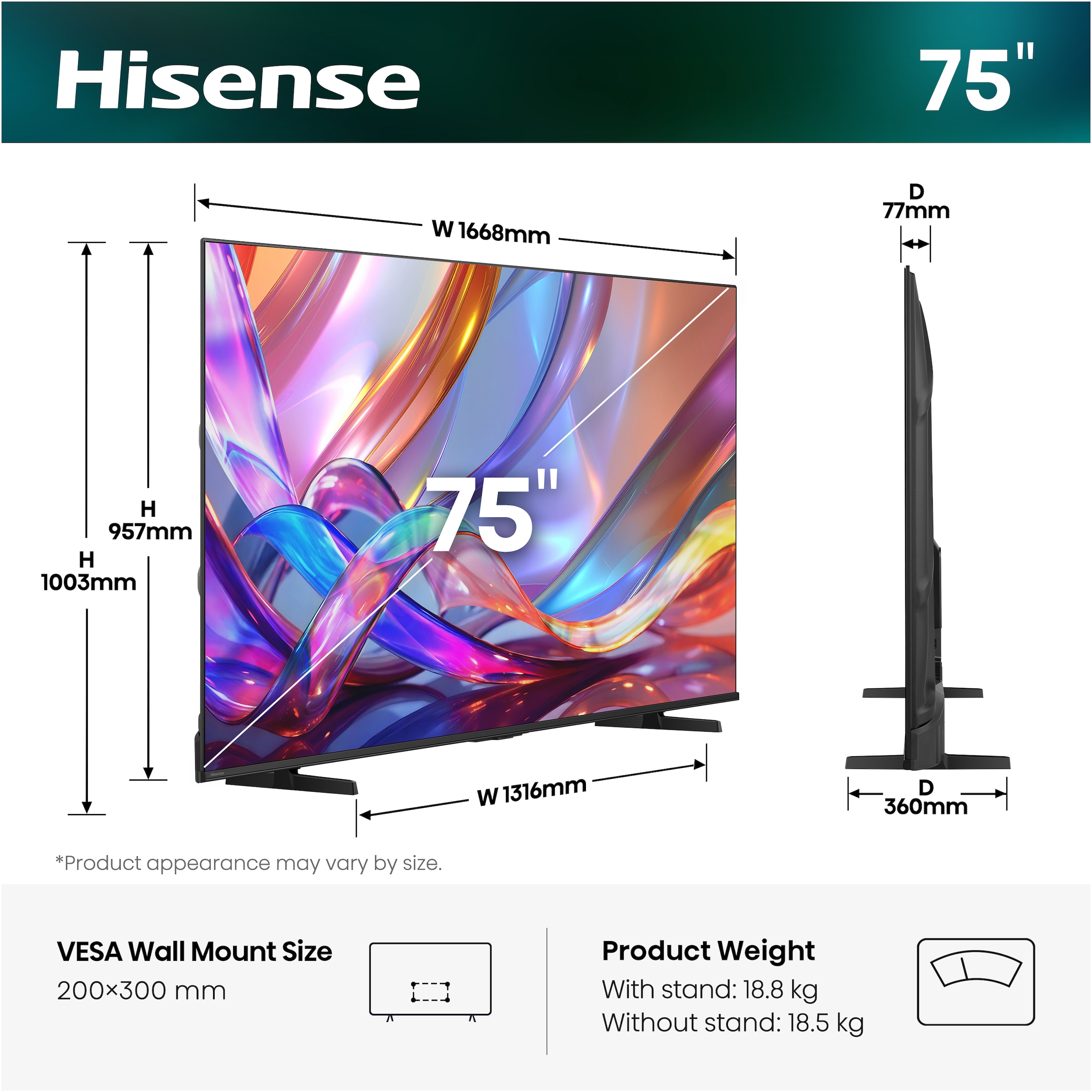 Hisense QLED-Fernseher »75E7S« 189 cm/75 ″ Smart-TV