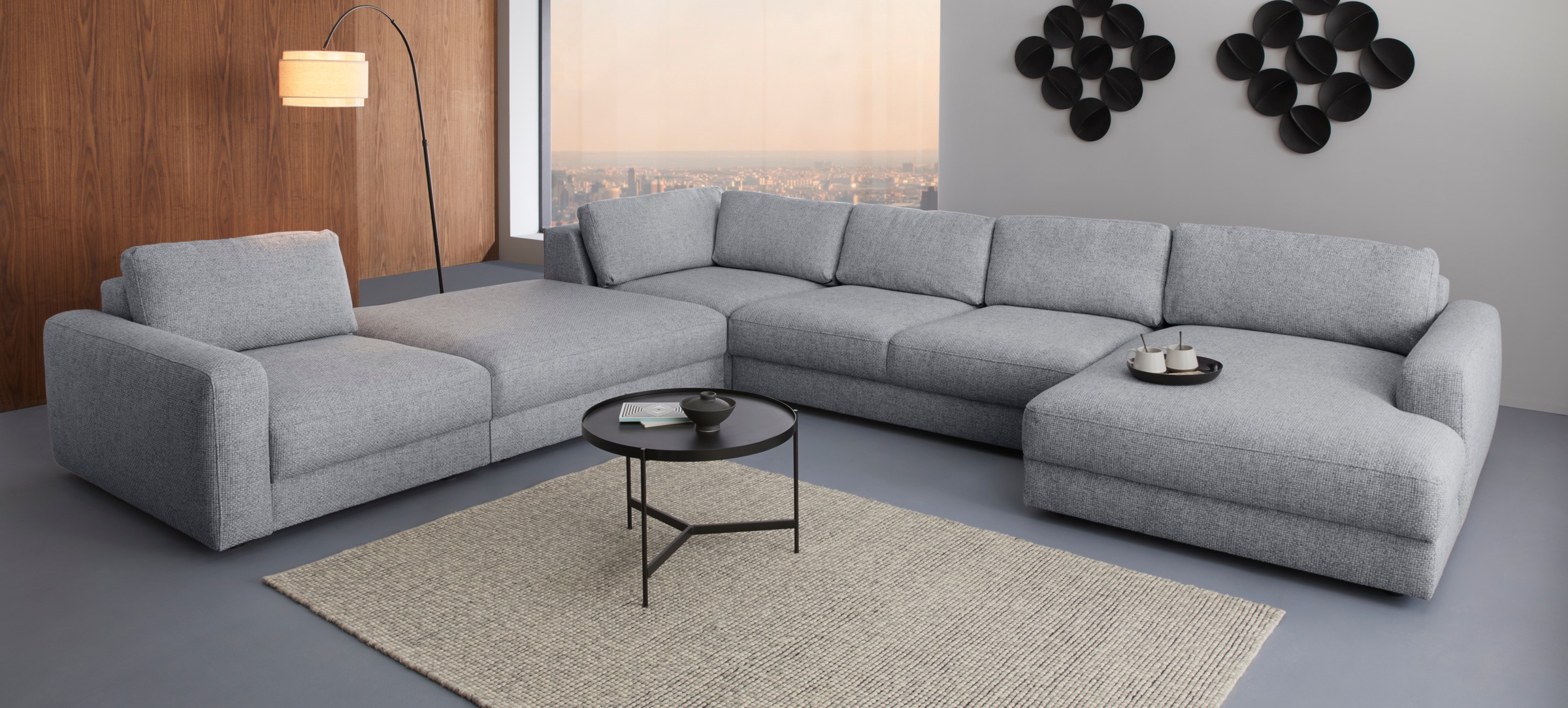 Places of Style Wohnlandschaft »Bloomfield, U-Form«, mit extra tiefer Sitzfläche, wahlweise mit Sitztiefenverstellung