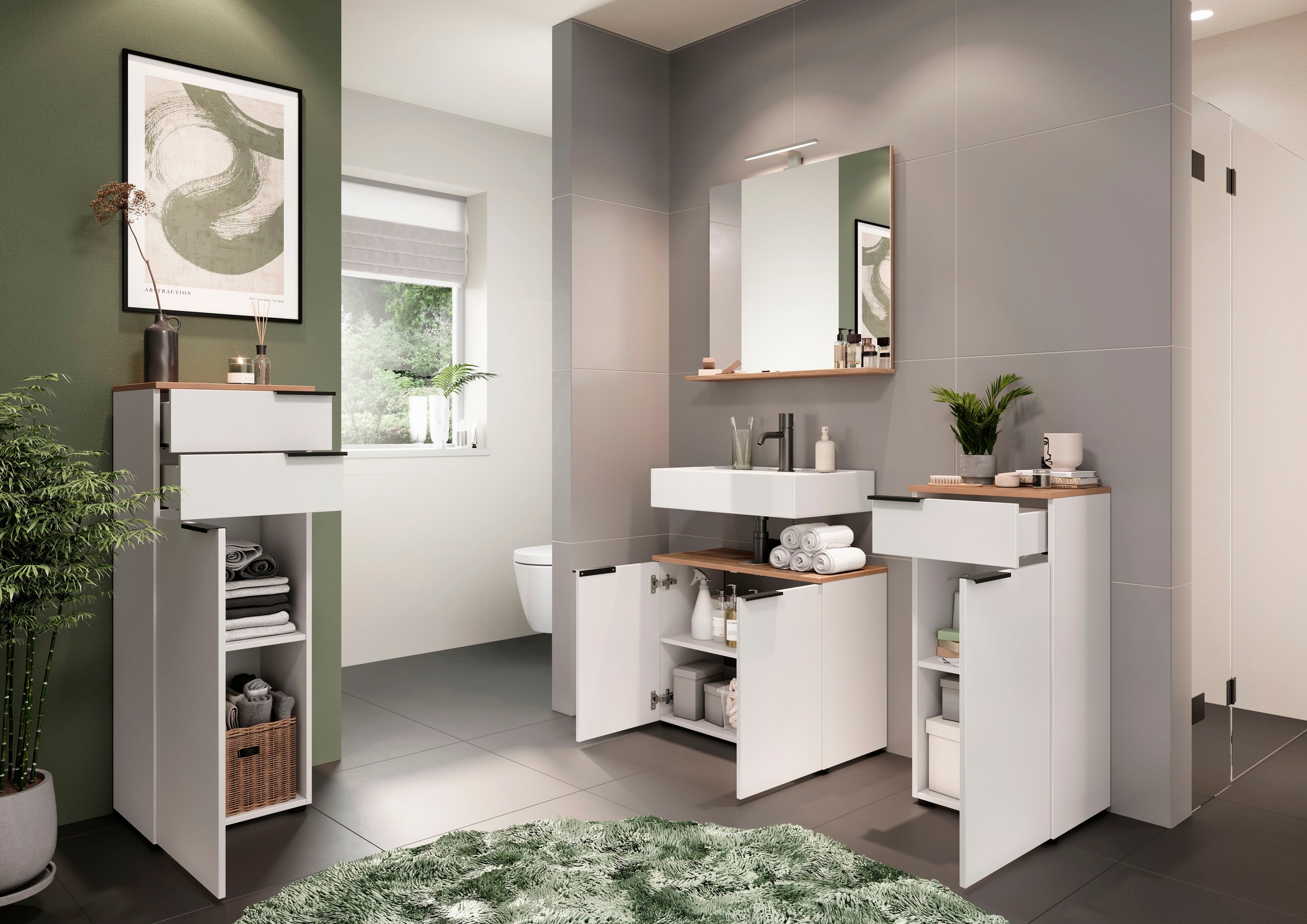andas Midischrank »Majtum Schubladen und Tür mit Soft-Close-Funktion«, Höhe 112 cm, widerstandsfähige Oberfläche, Made in Germany