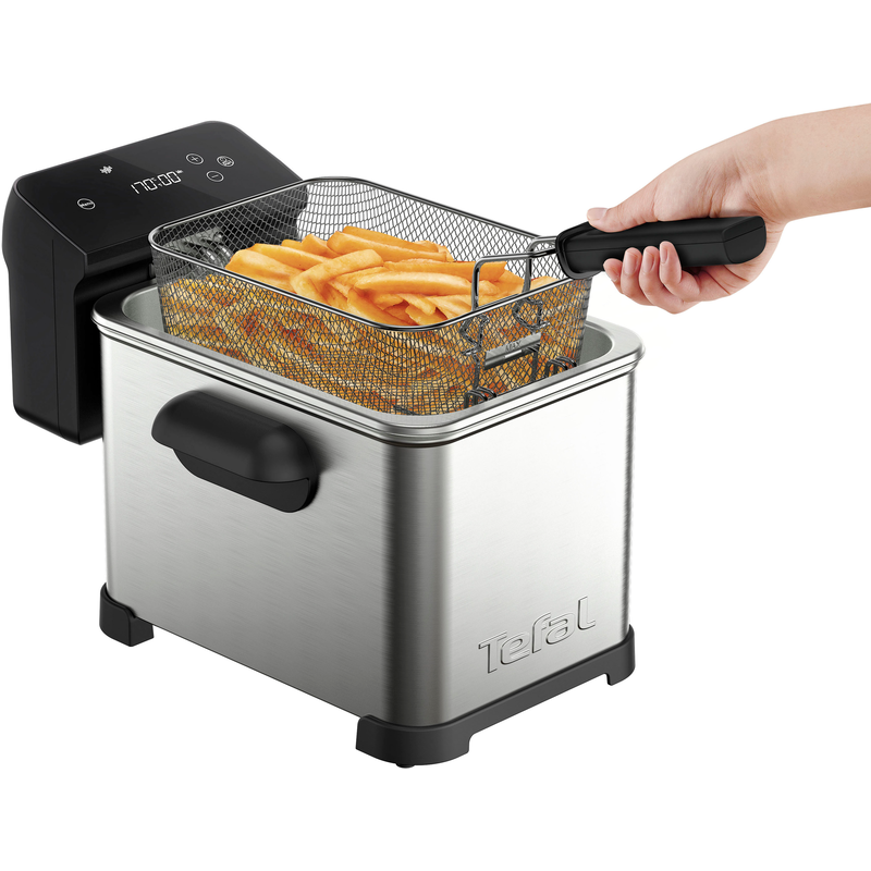 TEFAL Fritteuse »FR507D Family Pro Digital« 2400 W Fassungsvermögen 4 l 4 L, spülmaschinengeeignet, digitaler LED-Bildschirm edelstahlfarben/schwarz
