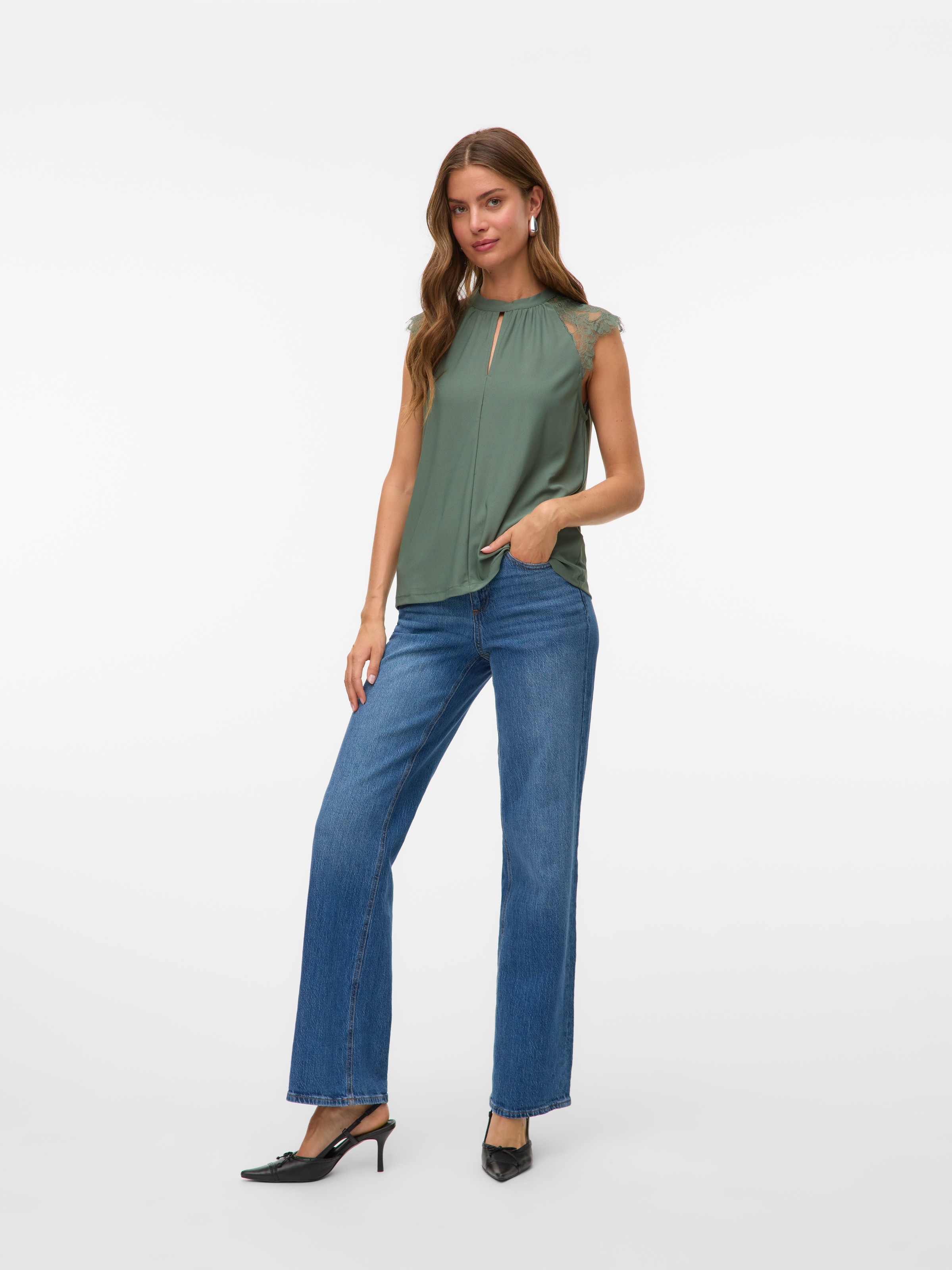 Vero Moda Spitzentop »VMMILLA SL LACE TEE«