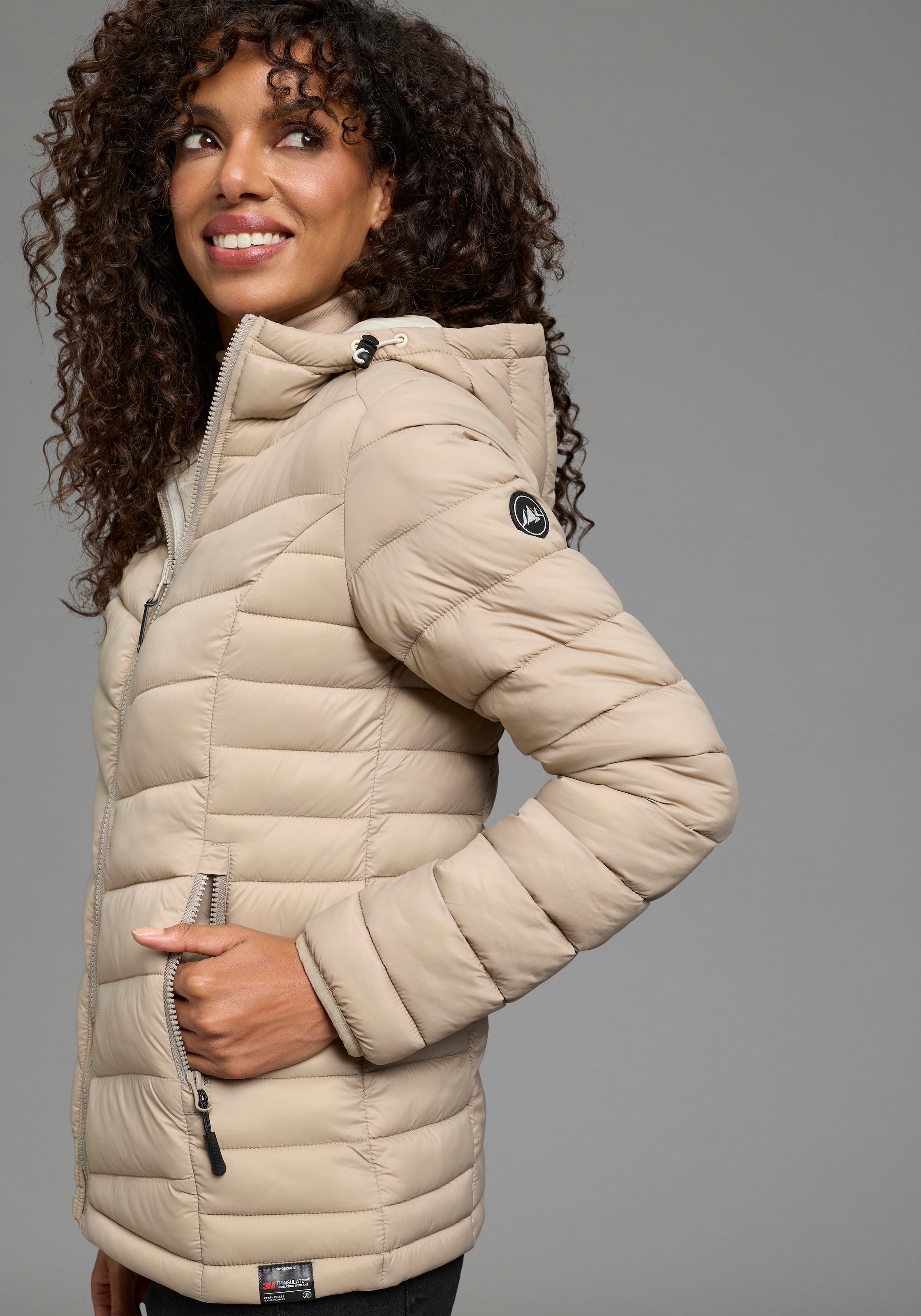 Polarino Steppjacke mit Kapuze Übergangsjacke für kühle Tage,  aus leichtem Webmaterial