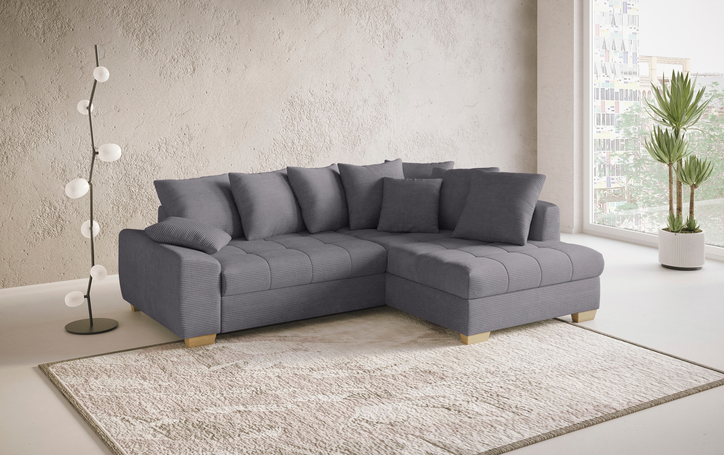 Mr. Couch Ecksofa »Nikita II, L-Form, bis 140kg pro Sitzplatz belastbar«, mit Kaltschaumpolsterung, wahlweise mit Bett und Bettkasten