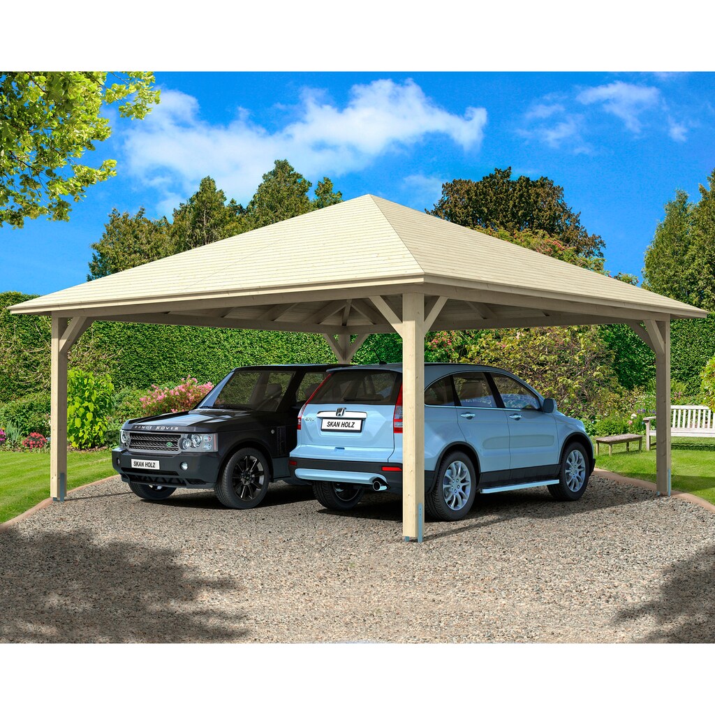 Skanholz Doppelcarport »Taunus«, Leimholz-Nordisches Fichtenholz, 530 cm, natur