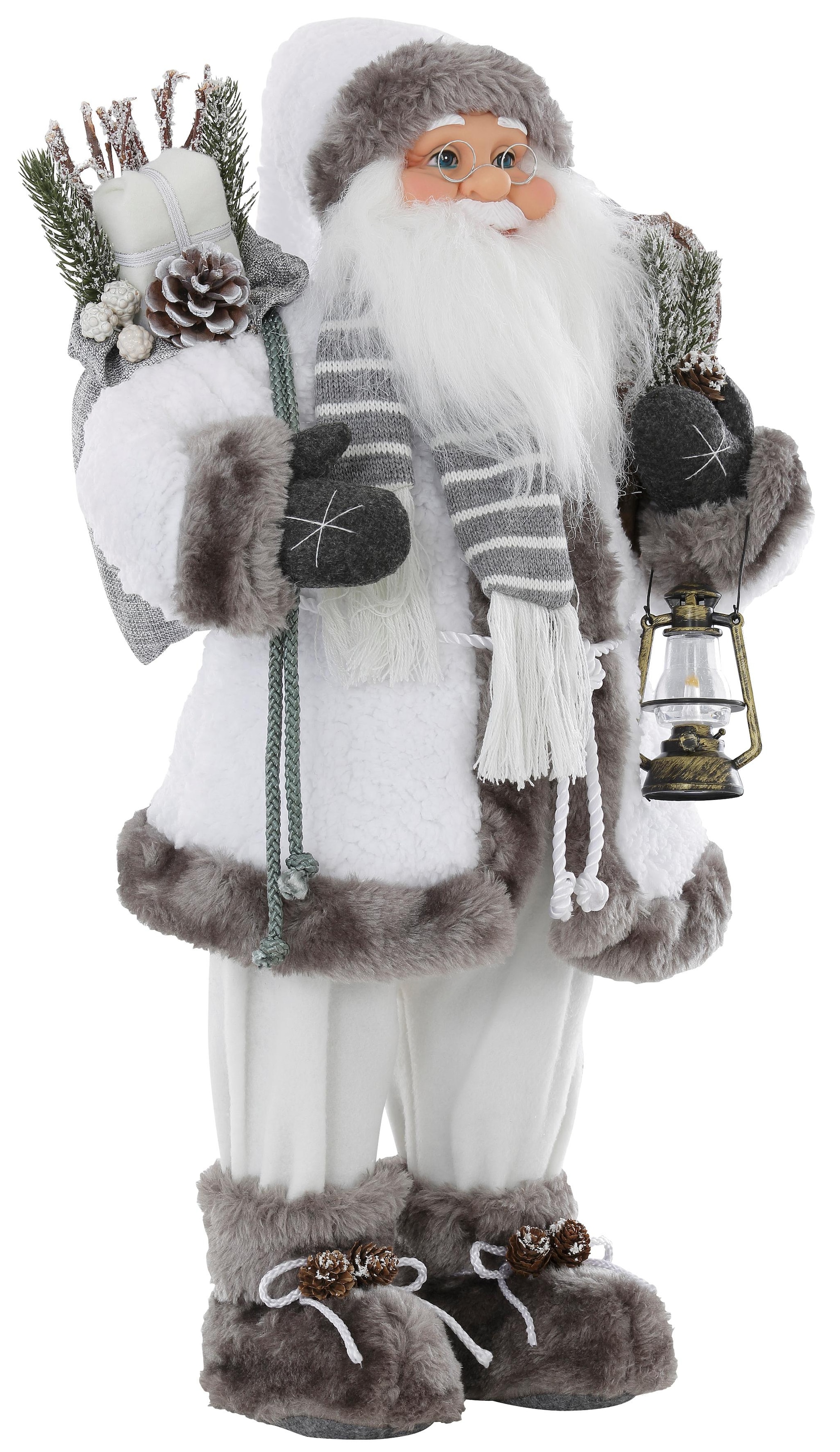 HOSSNER - HOMECOLLECTION Weihnachtsmann online mit Mantel Laterne«, weißem Weihnachtsdeko »Santa bestellen und