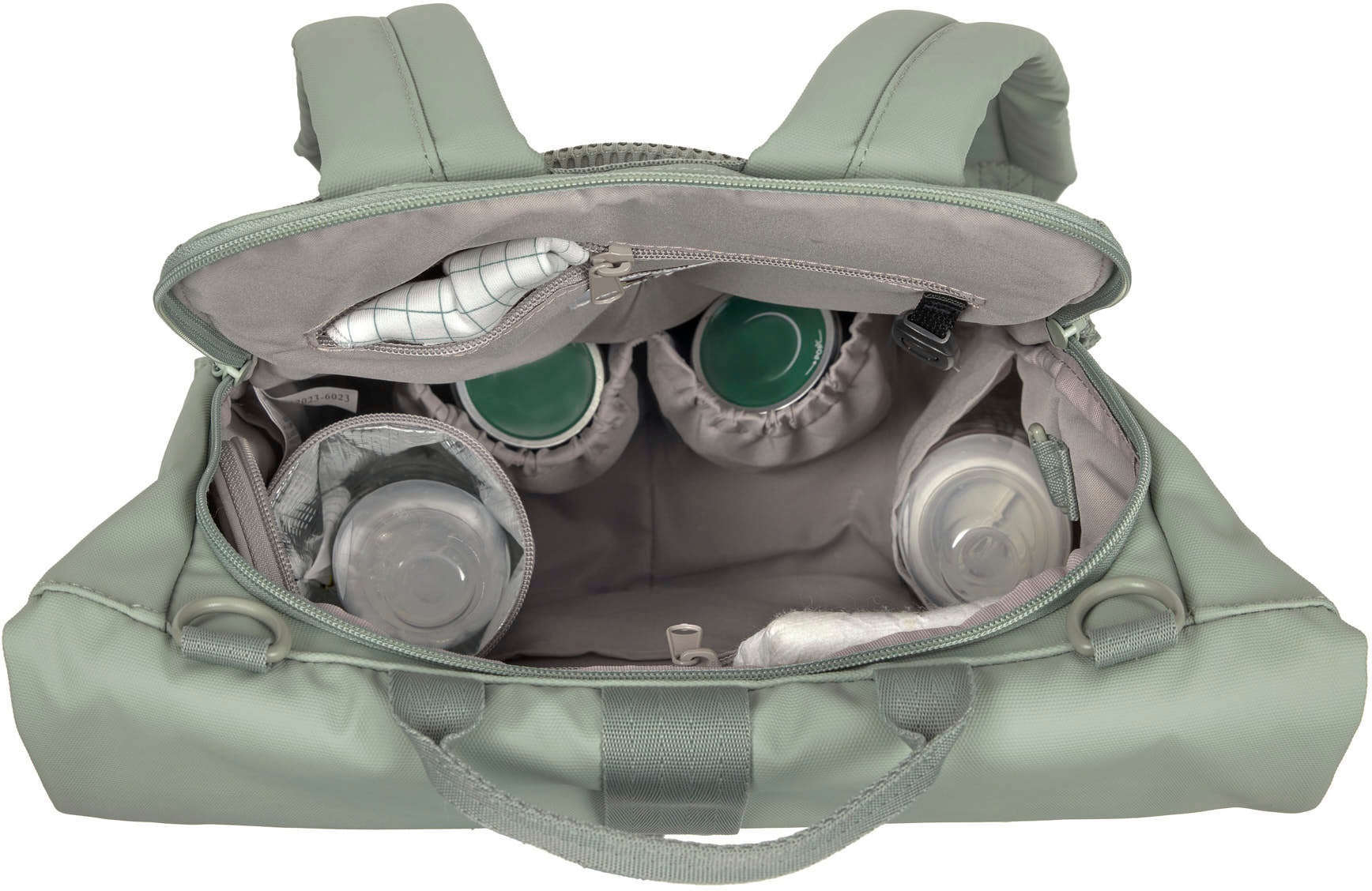 LÄSSIG Wickelrucksack »Green Label, Rolltop Up, silver green«, vegan; zum Teil aus recyceltem Material