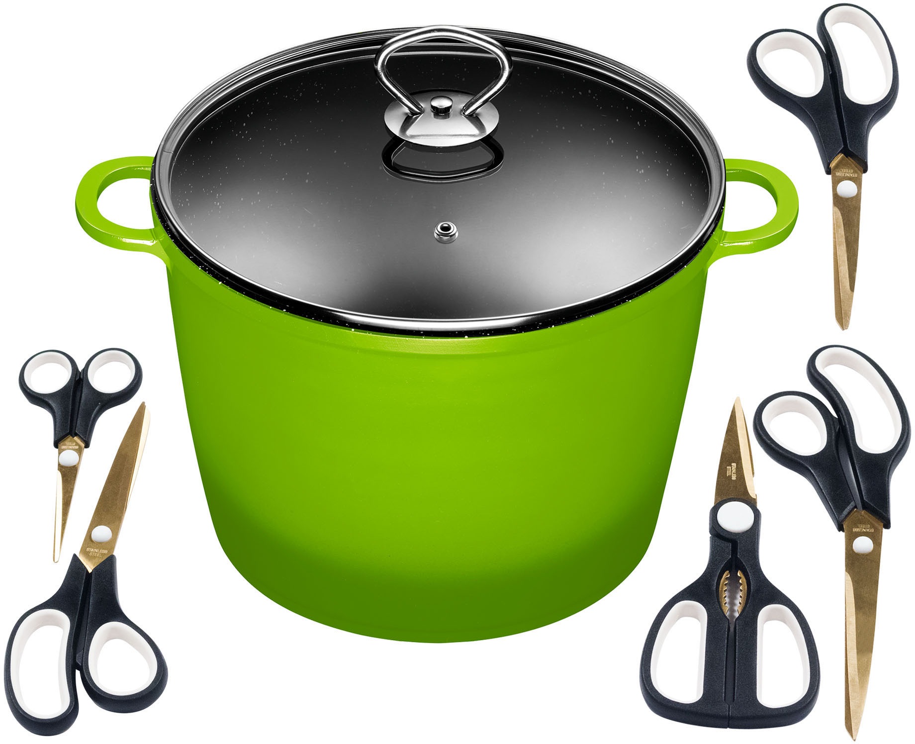 KING Suppentopf Set, 7 Stk. tlg. Aluminiumguss grün