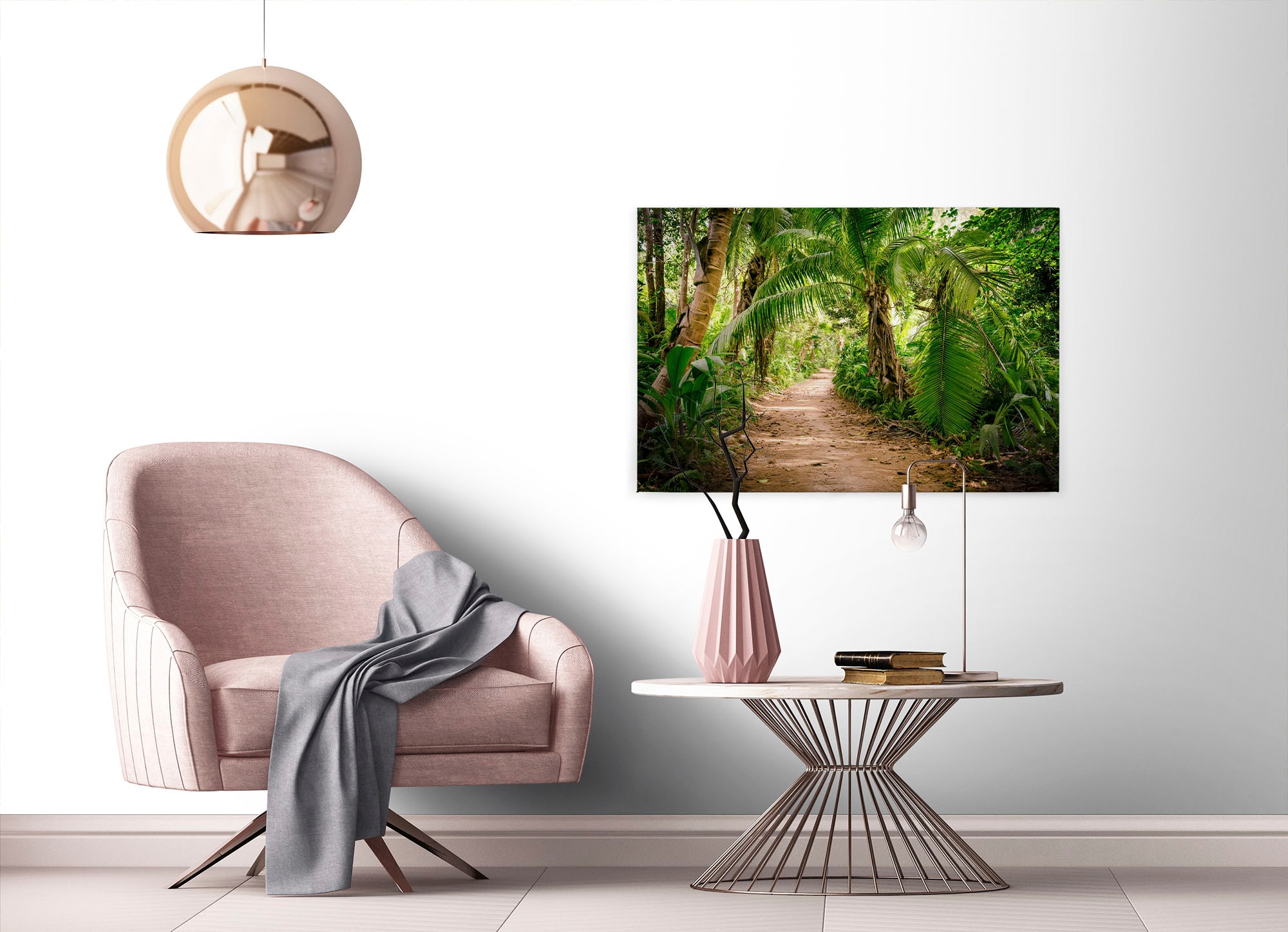 A.S. Création Leinwandbild »Palm Walk«, Kunst-Gemälde-Kinder, (1 St.), Palmen Wald Keilrahmen Natur Leinwand-Bild Wohnzimmer modern Wandbild