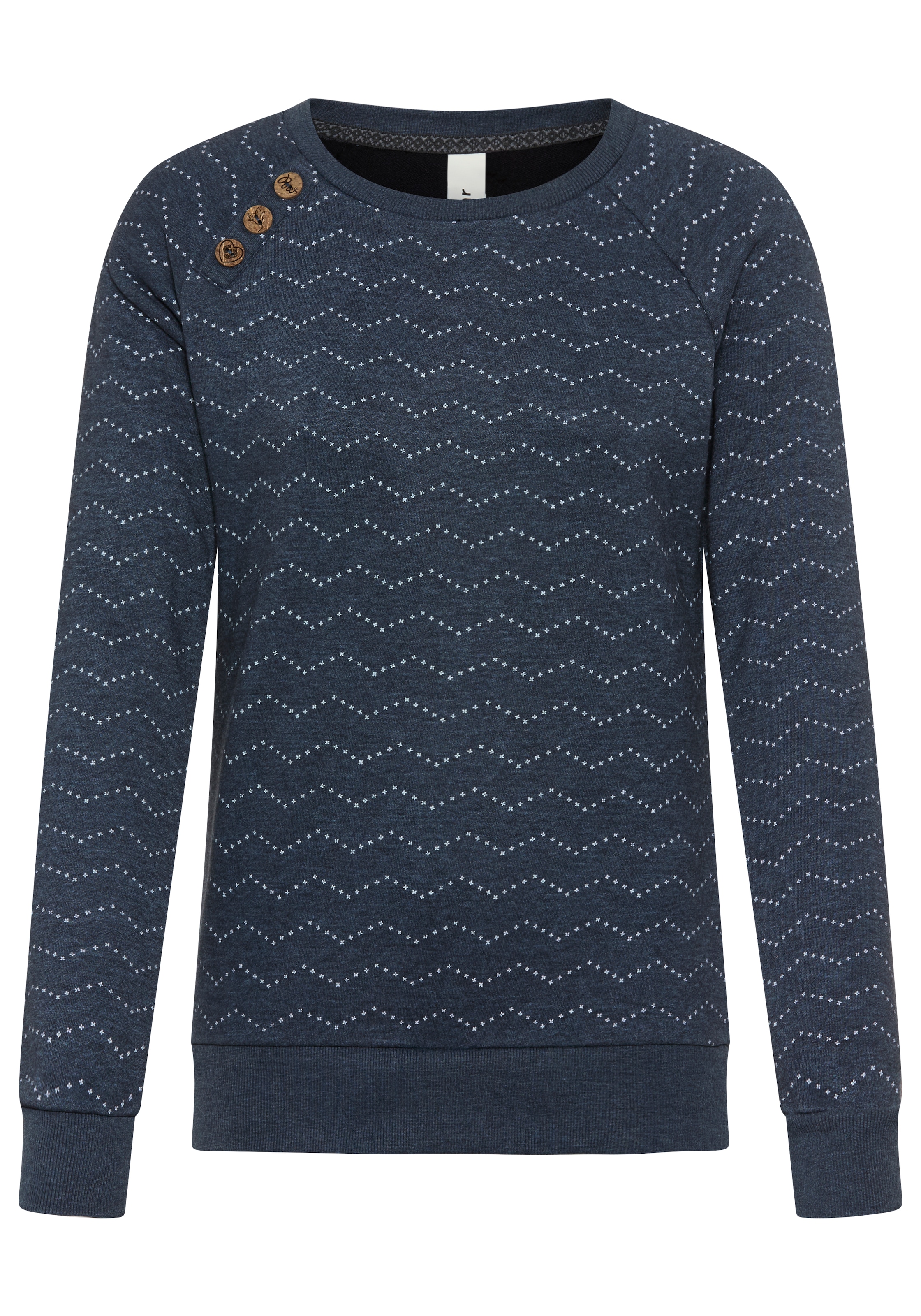 Ragwear Sweatshirt »DARIA ZIG ZAG O«, mit Zierknöpfen am Ausschnitt
