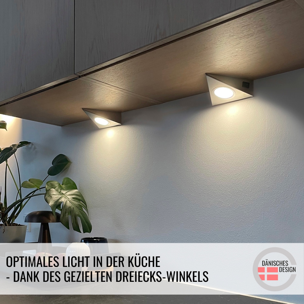 Loevschall LED Unterbauleuchte »Emerald 3-kit, LED Unterbauleuchte, Deckenleuchte für die Küche«, Einbauleuchten Weiß 2W, Dreieckig LED Lampe, Modern Küchenbeleuchtung