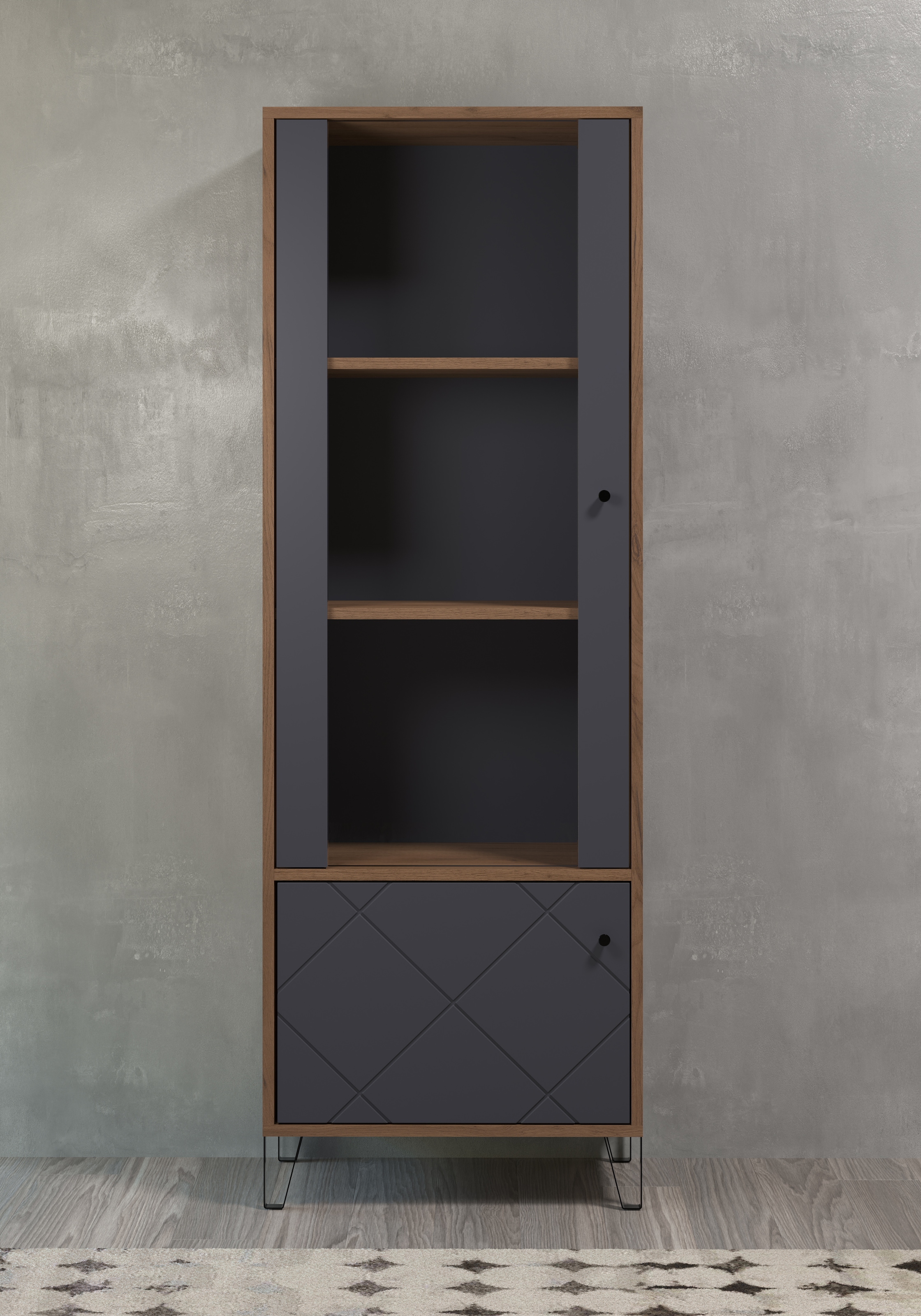 PLACES OF STYLE Vitrine »Molveno« 1 Stk. tlg. Standvitrine mit 2 Türen - (B günstig online kaufen