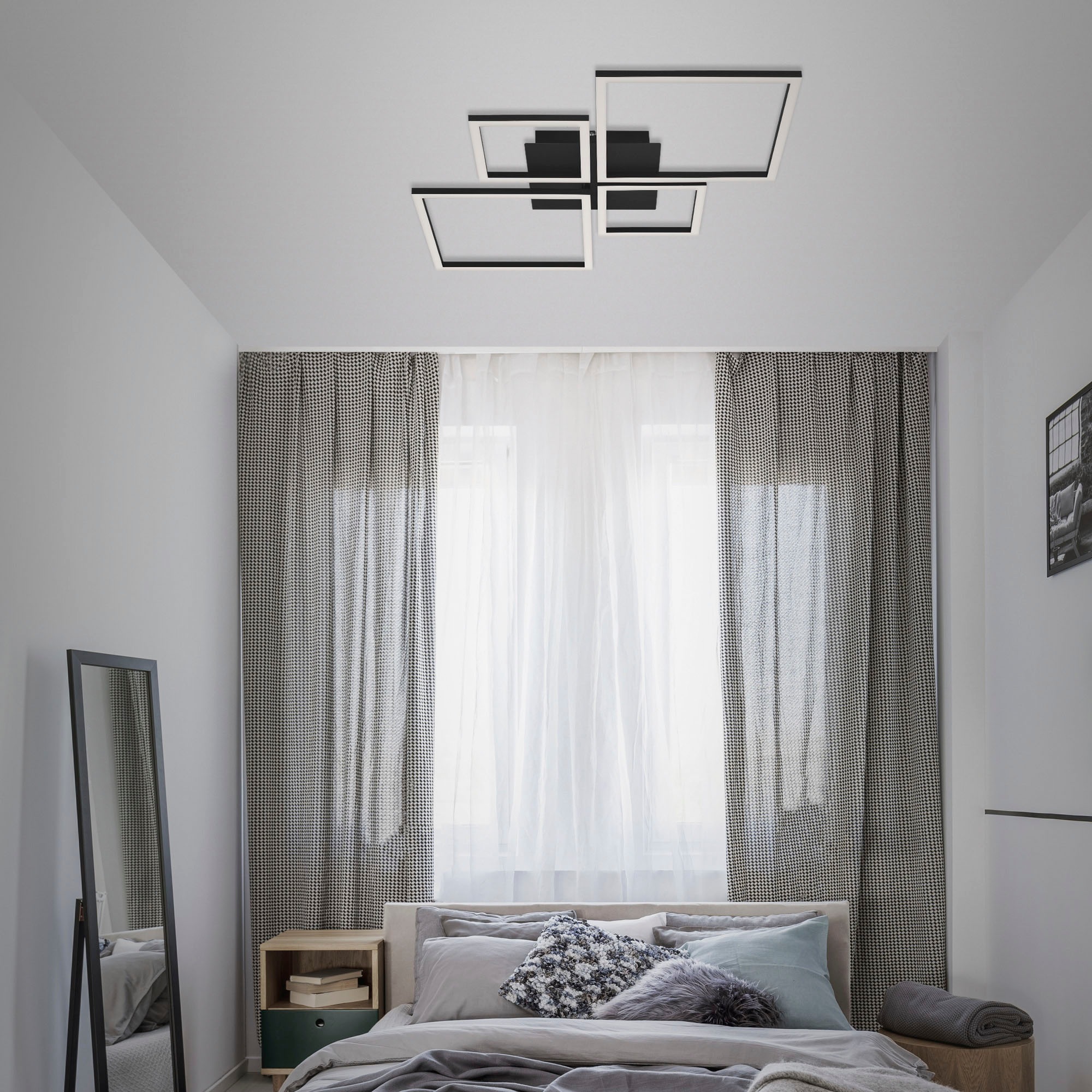 Briloner Leuchten LED Deckenleuchte »3128015 FRAME«, Leuchtmittel LED-Board | LED fest integriert, Deckenlampe, 75x47x7,3cm, Schwarz, 48W, Wohnzimmer, Schlafzimmer
