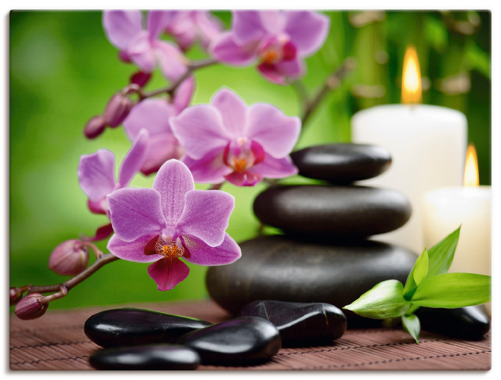 Artland Wandbild »Zen Basaltsteine und Bambus auf Holz« Zen 1 Stk. tlg. als günstig online kaufen