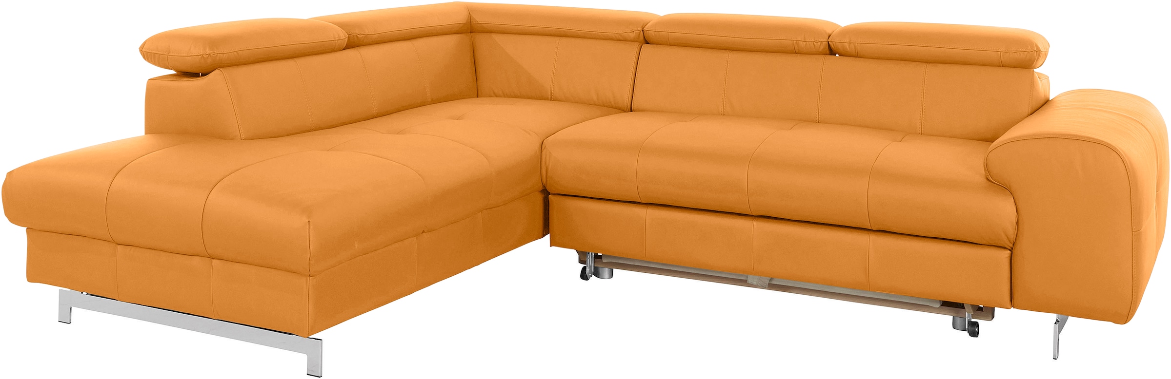 COTTA Ecksofa »Chef L-Form«, mit Kopfteilverstellung, edle Metallkufen, wahlweise mit Bettfunktion